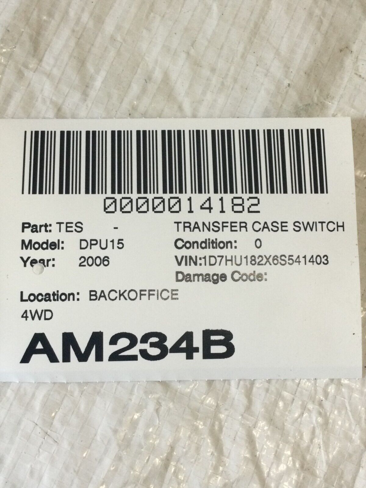 2006-2007 Dodge Ram 1500 4X4 4WD Transfer Case Switch 56049674AD OEM