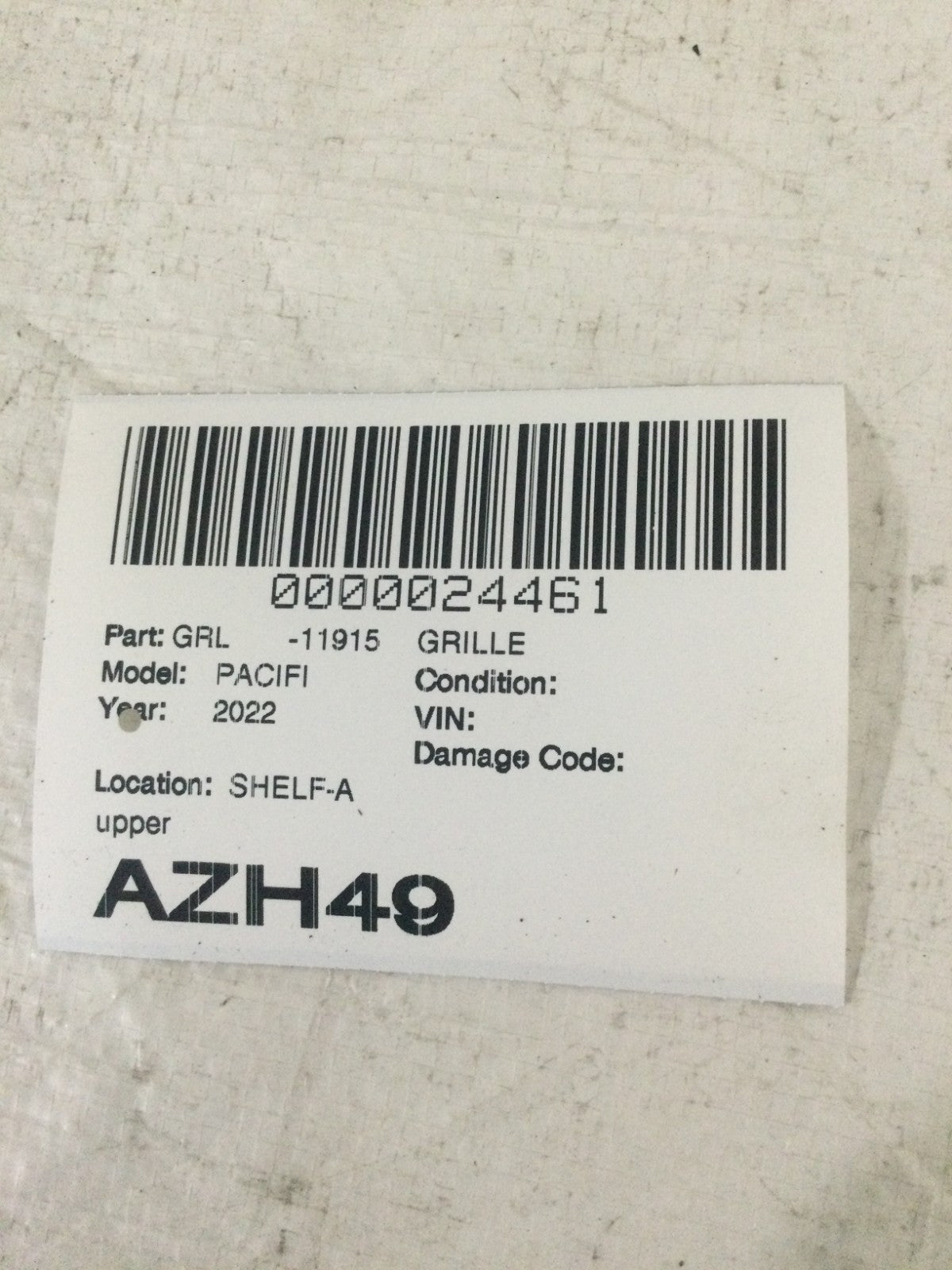 2021-2022 Chrysler Pacifica Front Upper Grille OEM