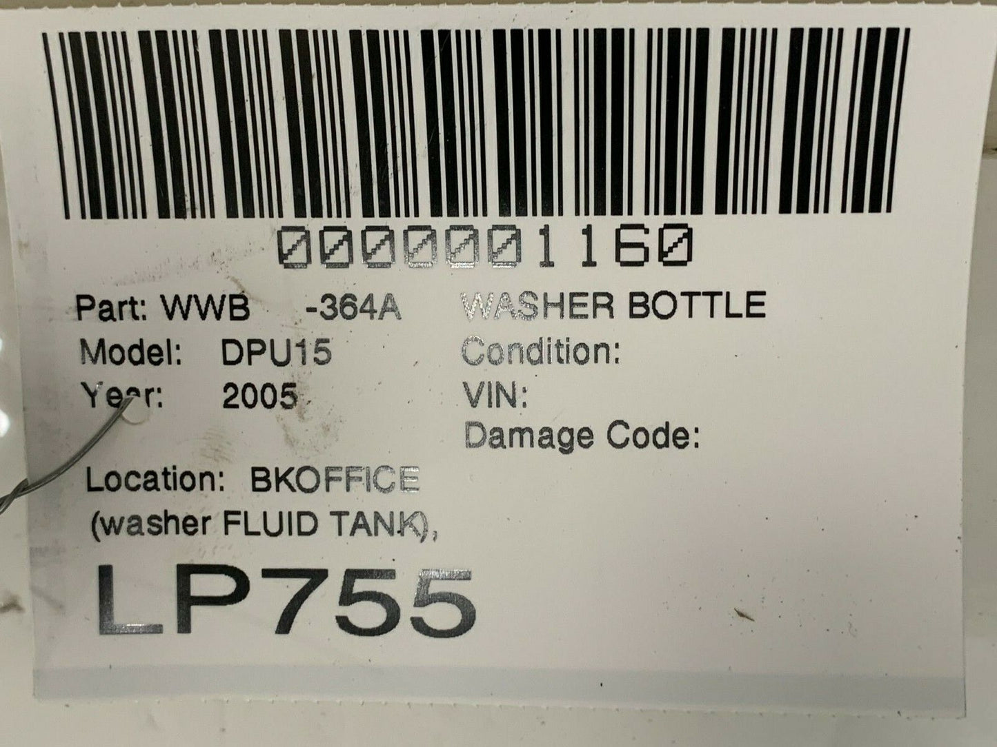 2004-2005 Dodge Ram 1500 Windshield Washer Reservoir Tank OEM