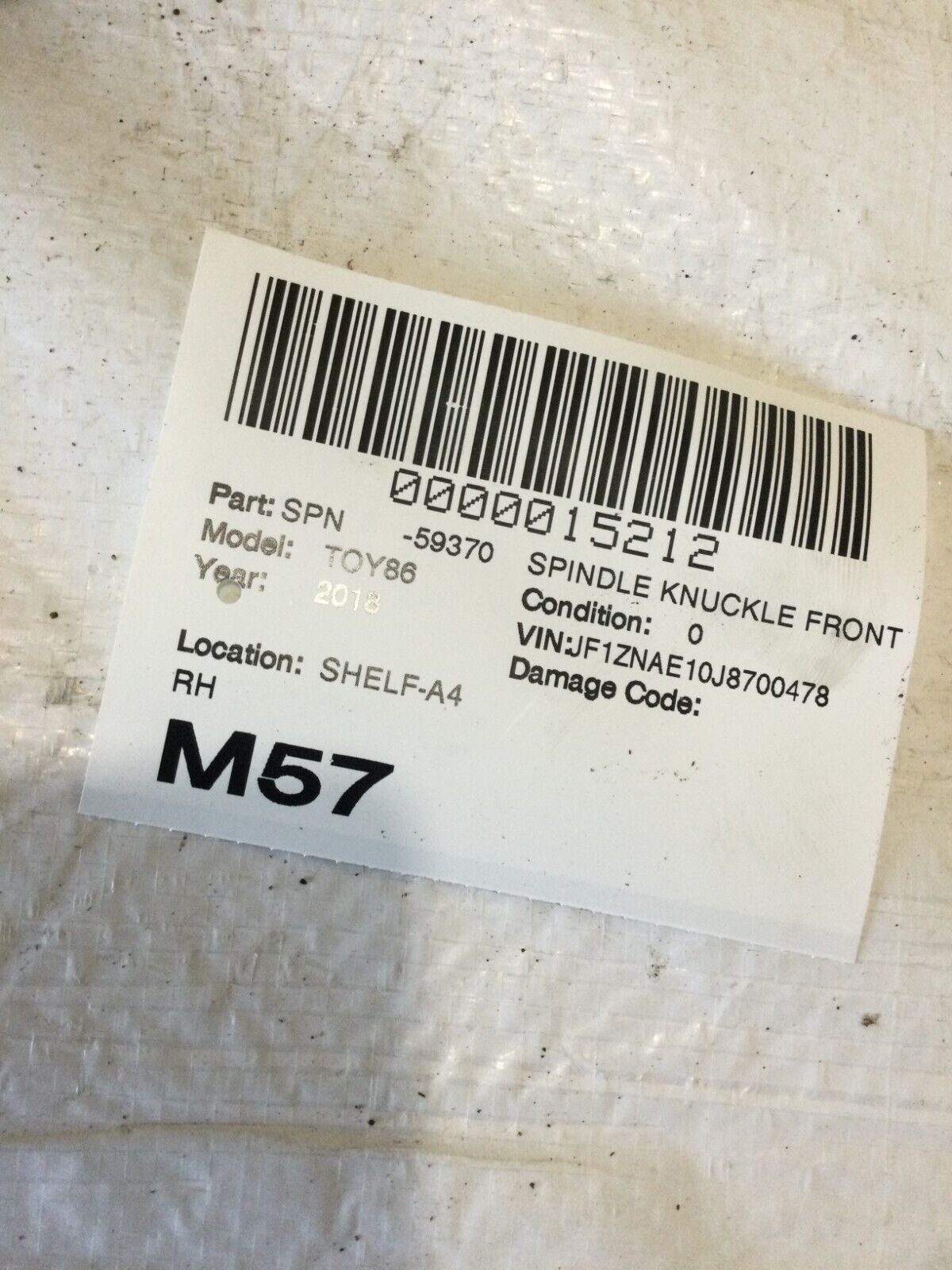 2018 Toyota 86 Front Right Spindle Knuckle Bearing Hub OEM