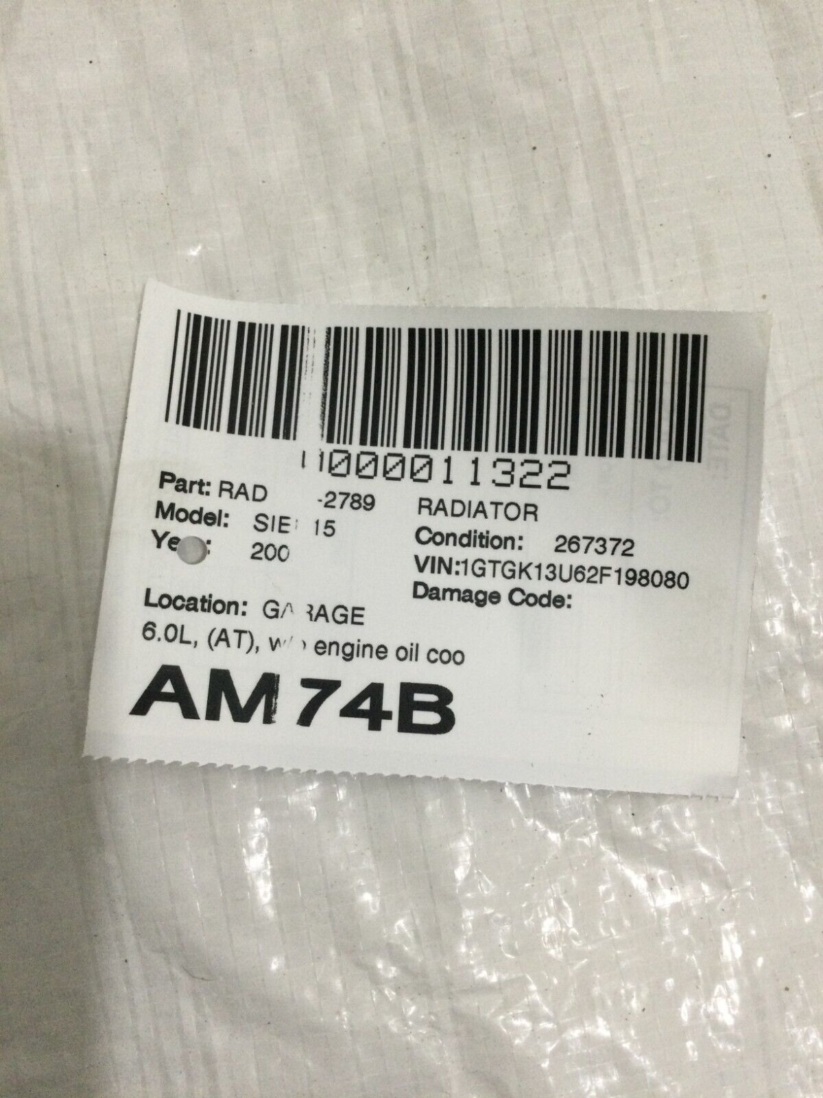 2002 GMC Sierra 1500 6.0L A/T Radiator Assembly OEM