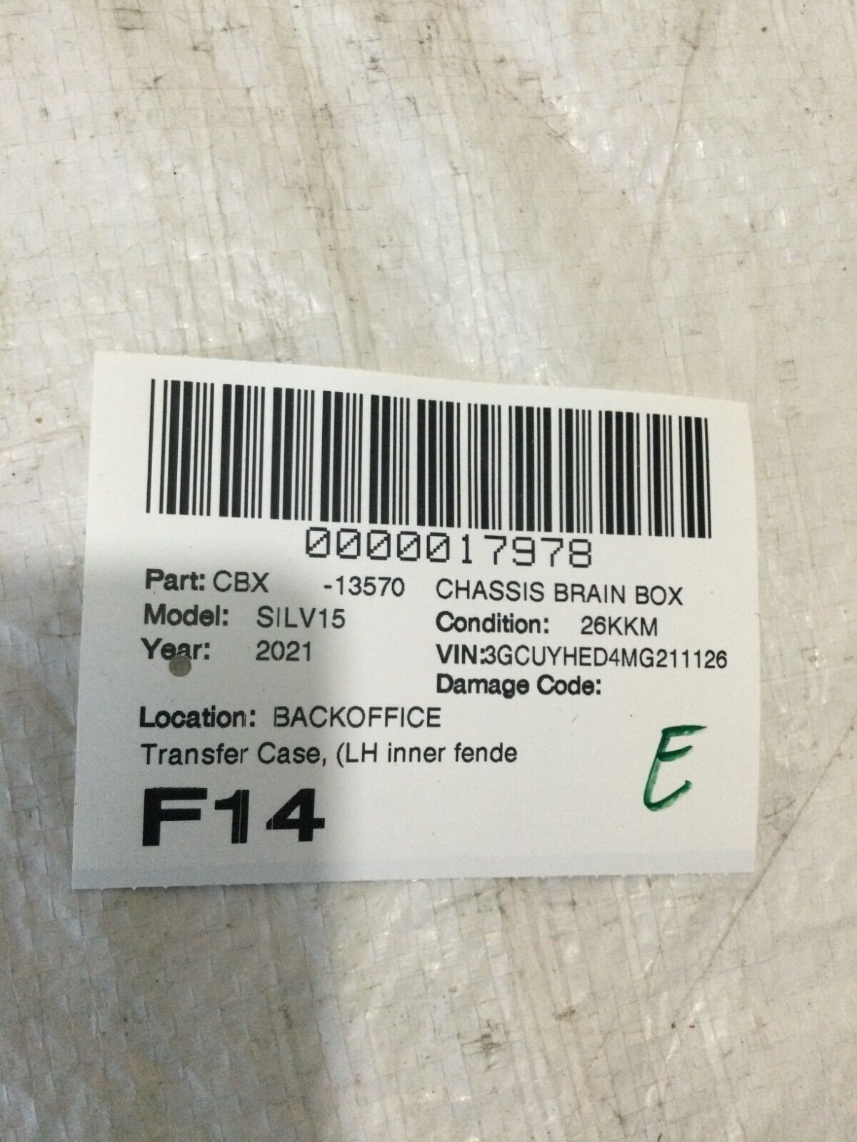 2021 Chevrolet Silverado 1500 Transfer Case Control Module 8112928414 OEM