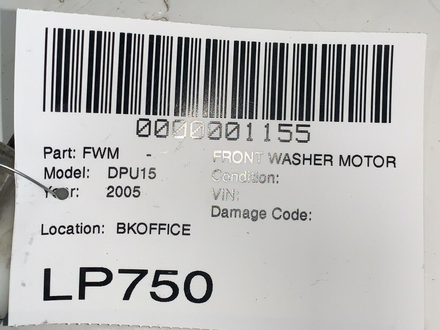 2005 Dodge Ram 1500 Front Washer Pump Motor OEM