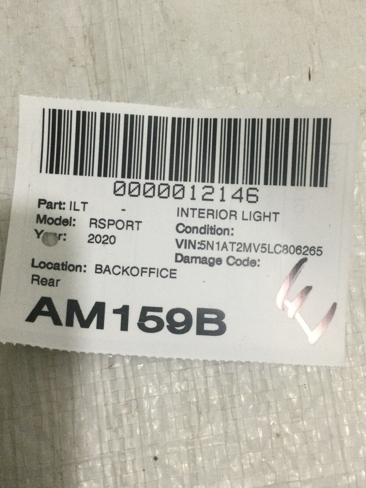 2020 Nissan Rogue Rear Interior Light OEM