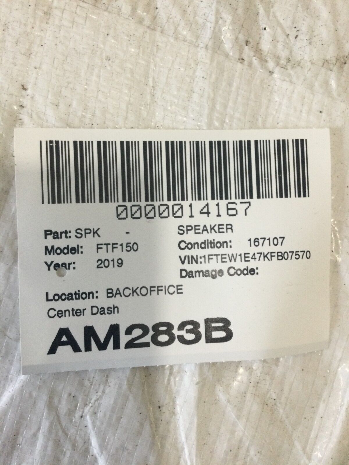 2019 Ford F150 Center Dash Tray Compartment Speaker OEM