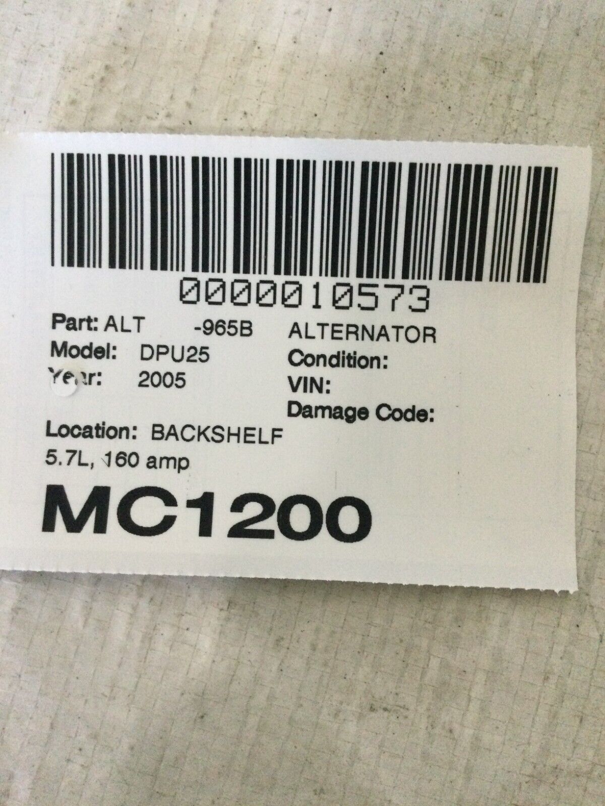 2005 Dodge Ram 2500 Alternator Motor 5.7L
