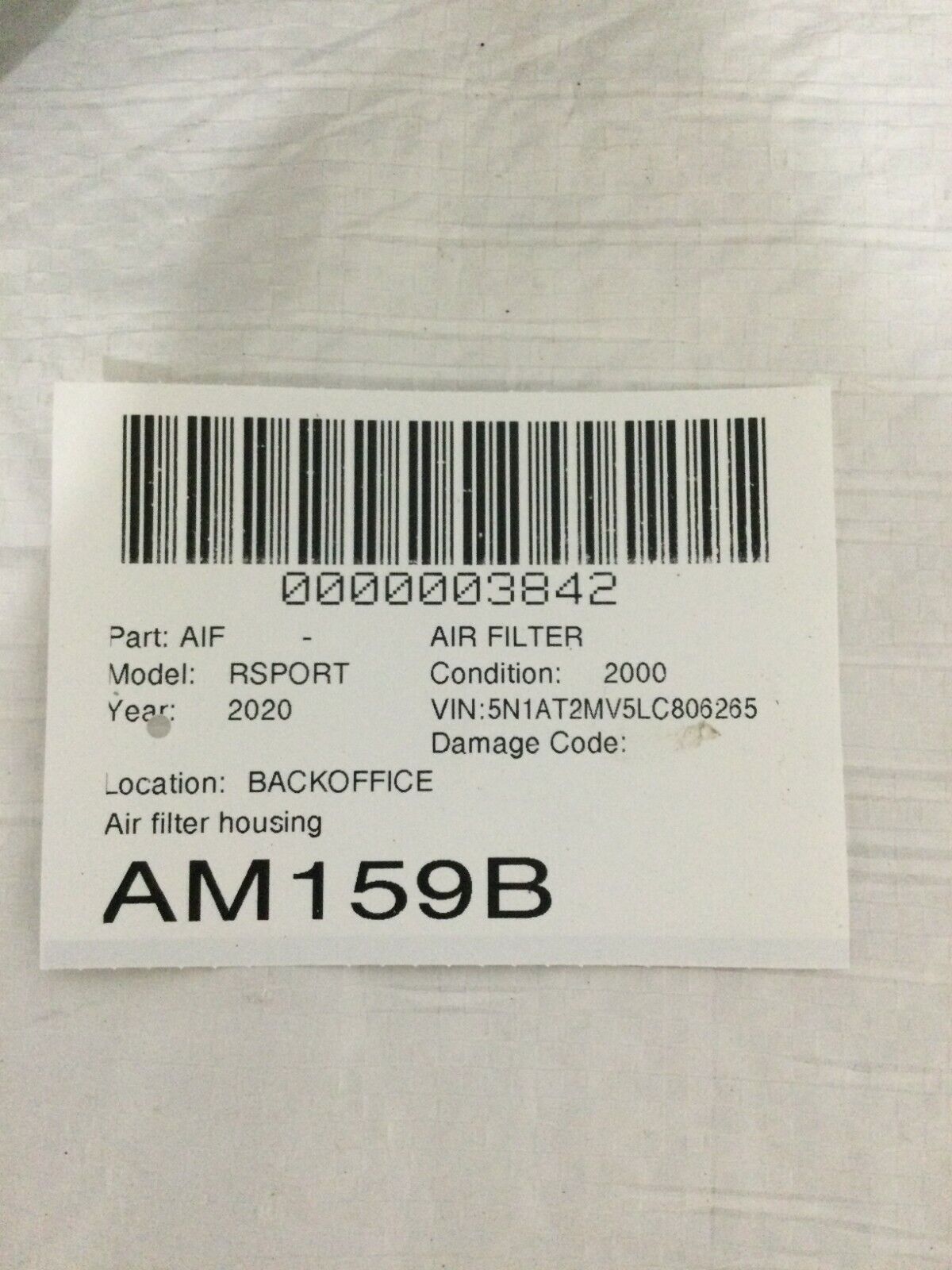 2020 Nissan Rogue Air Cleaner Filter Box Assembly OEM