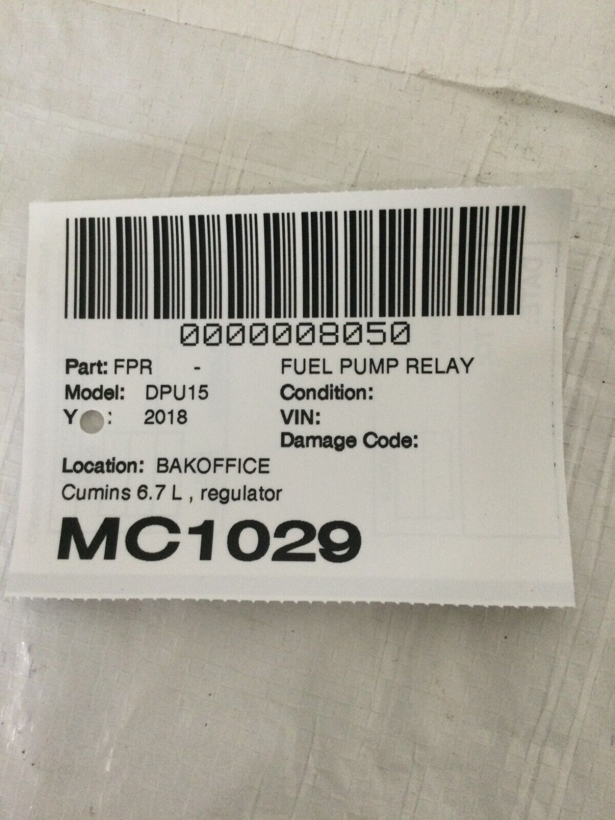 Fuel Pressure Regulator FCA MPROP 0928400642 Ram 6.7L Cummins Diesel OEM