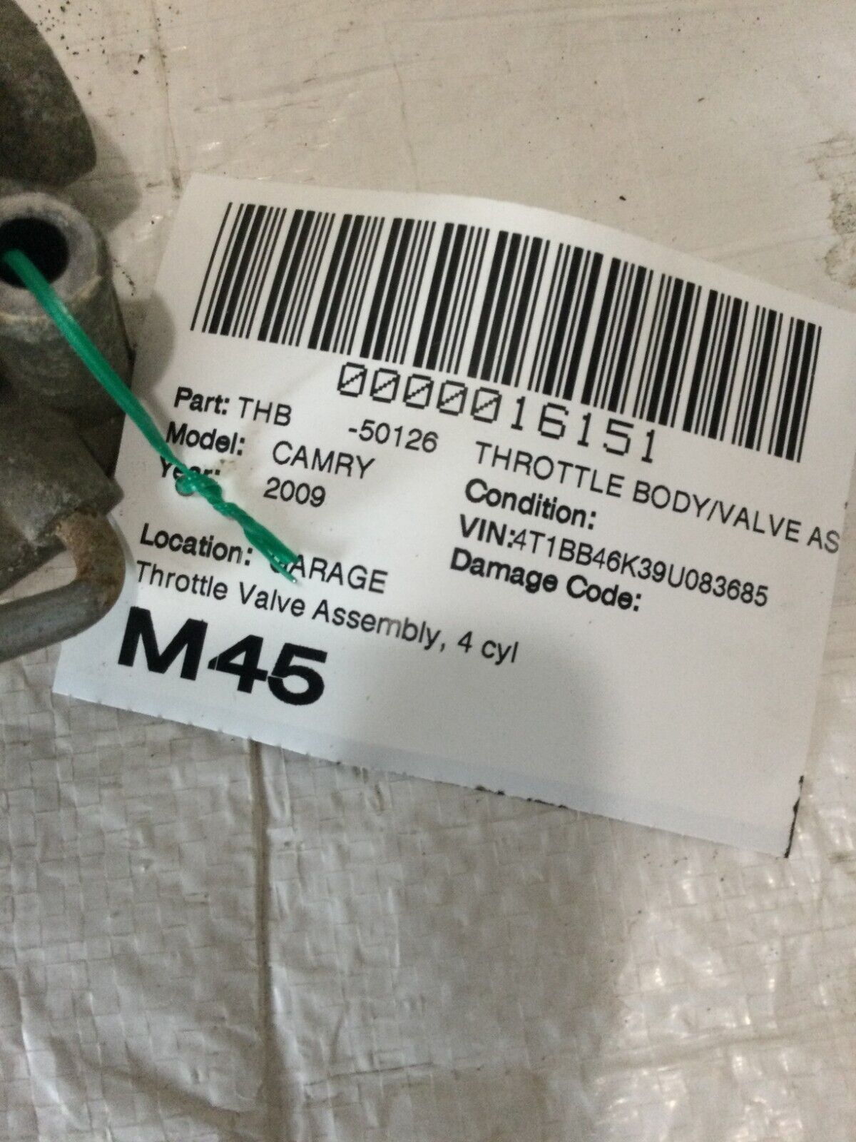 2007 2008 2009 2010 Toyota Camry Throttle Body Valve Assembly OEM