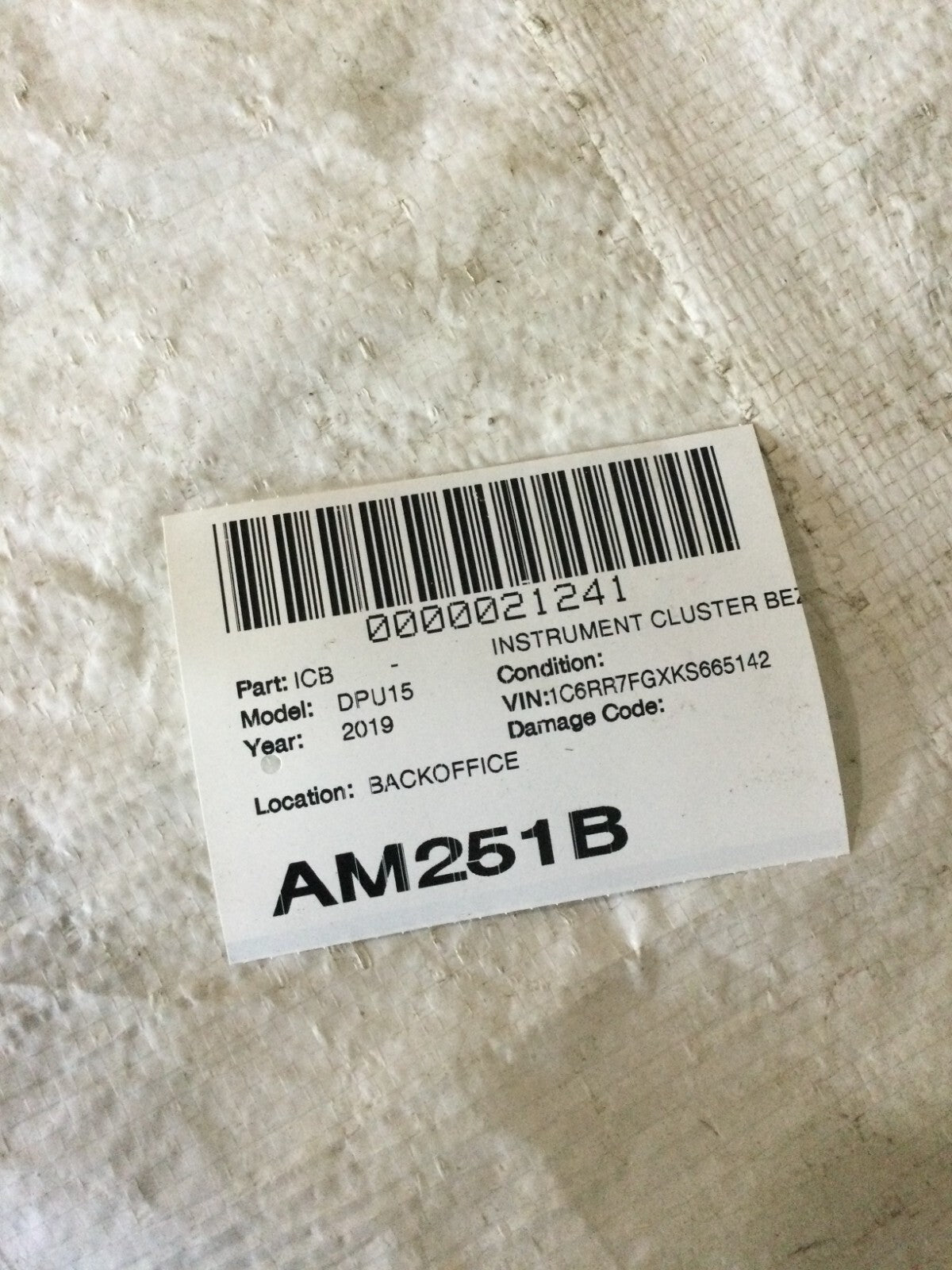 2019 Dodge Ram 1500 Instrument Cluster Surround Trim Bezel OEM