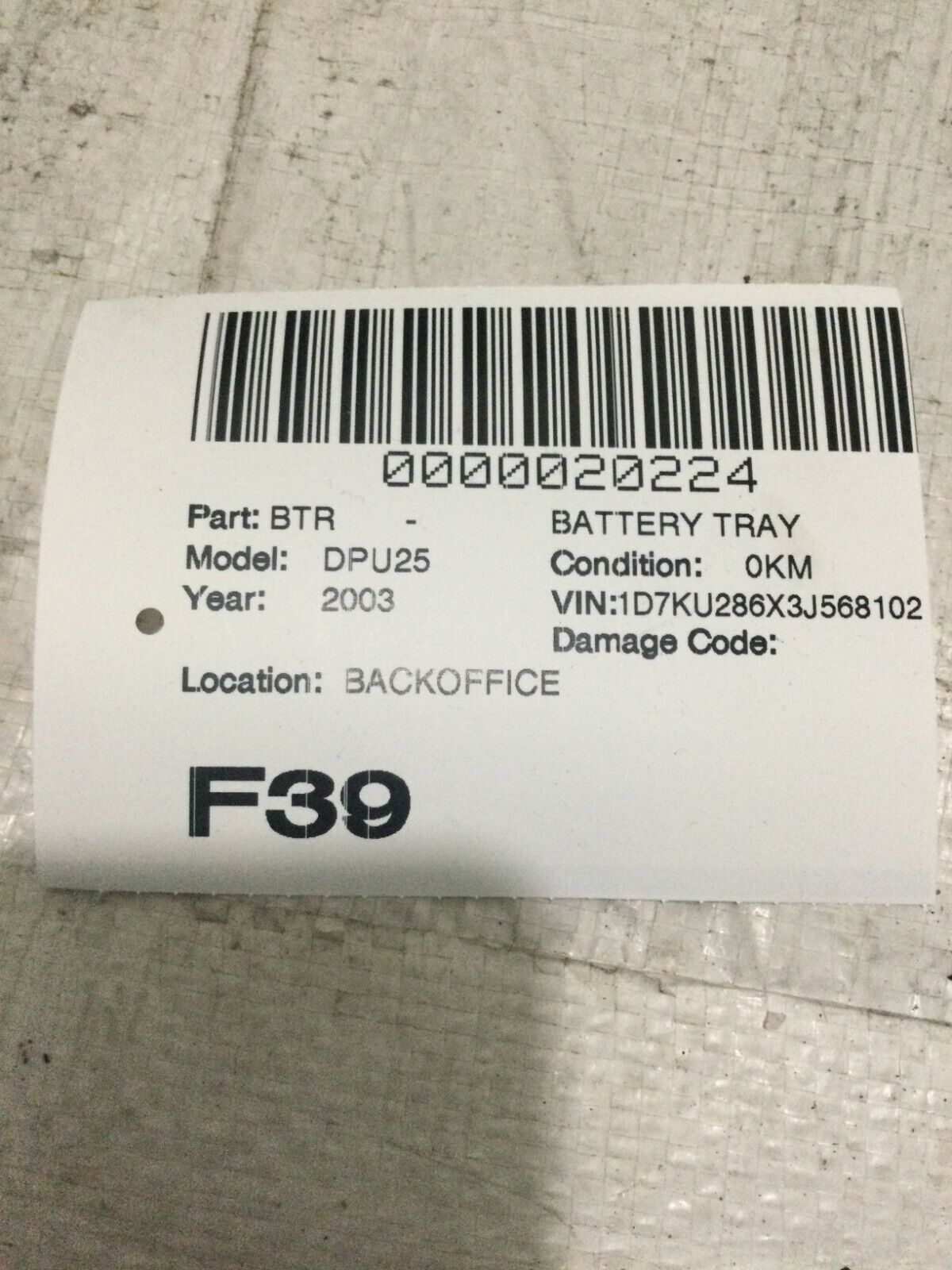 2003 Dodge Ram 2500 5.9L Turbo Diesel Battery Tray OEM 55276205AA