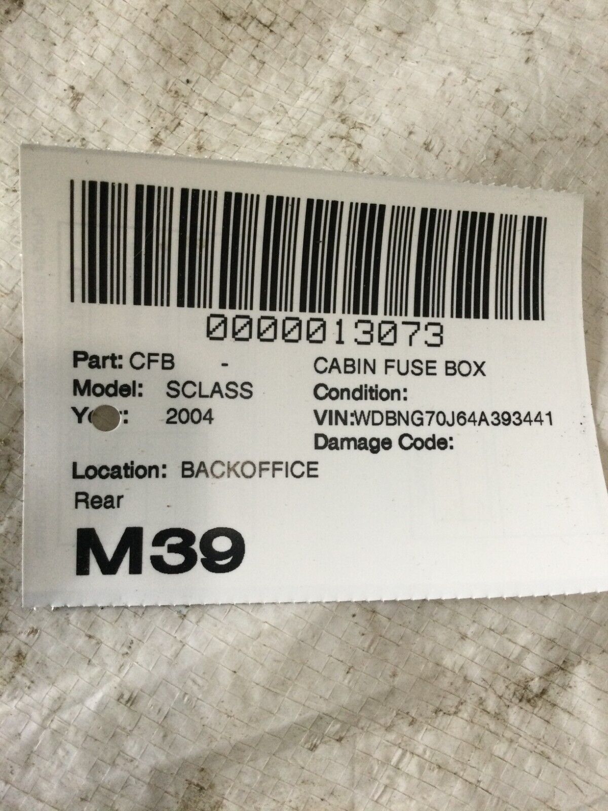 2004 Mercedes Benz S430 Rear Fuse Relay Junction Box 0005404750 OEM