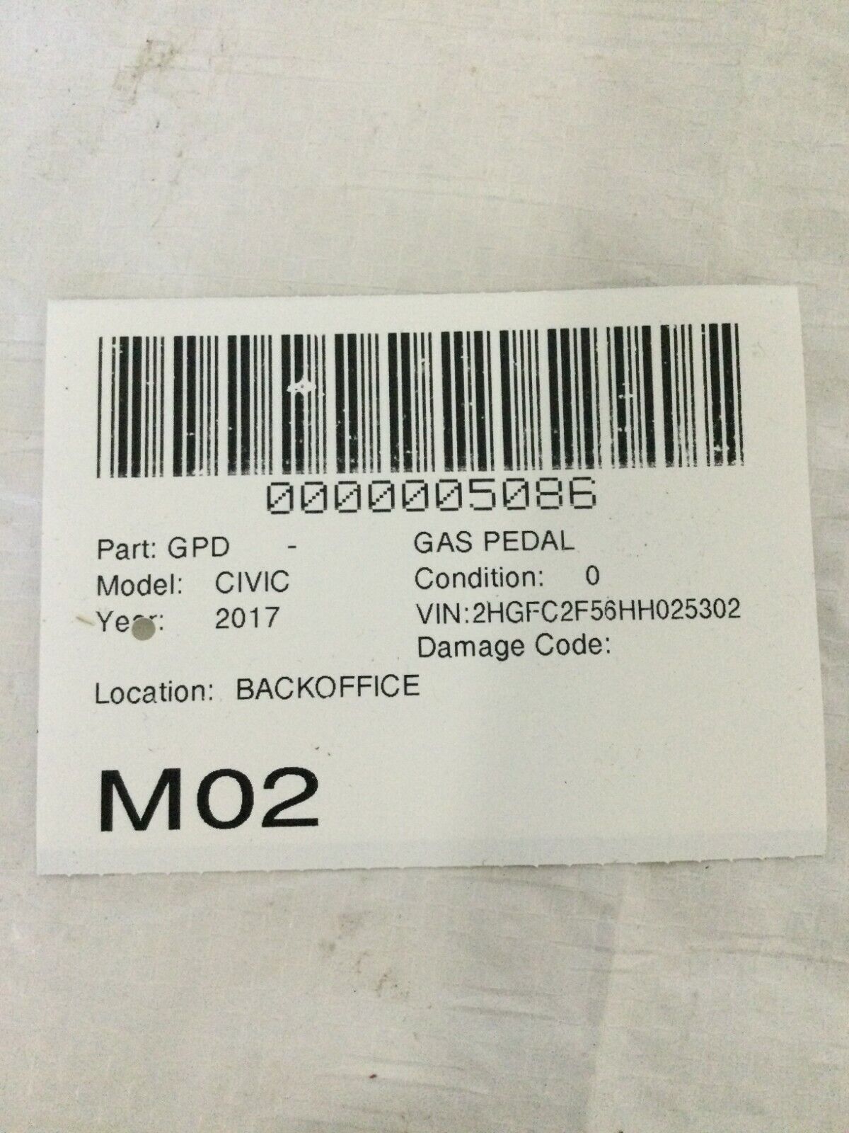 2017-2018 Honda Civic Accelerator Gas Pedal OEM