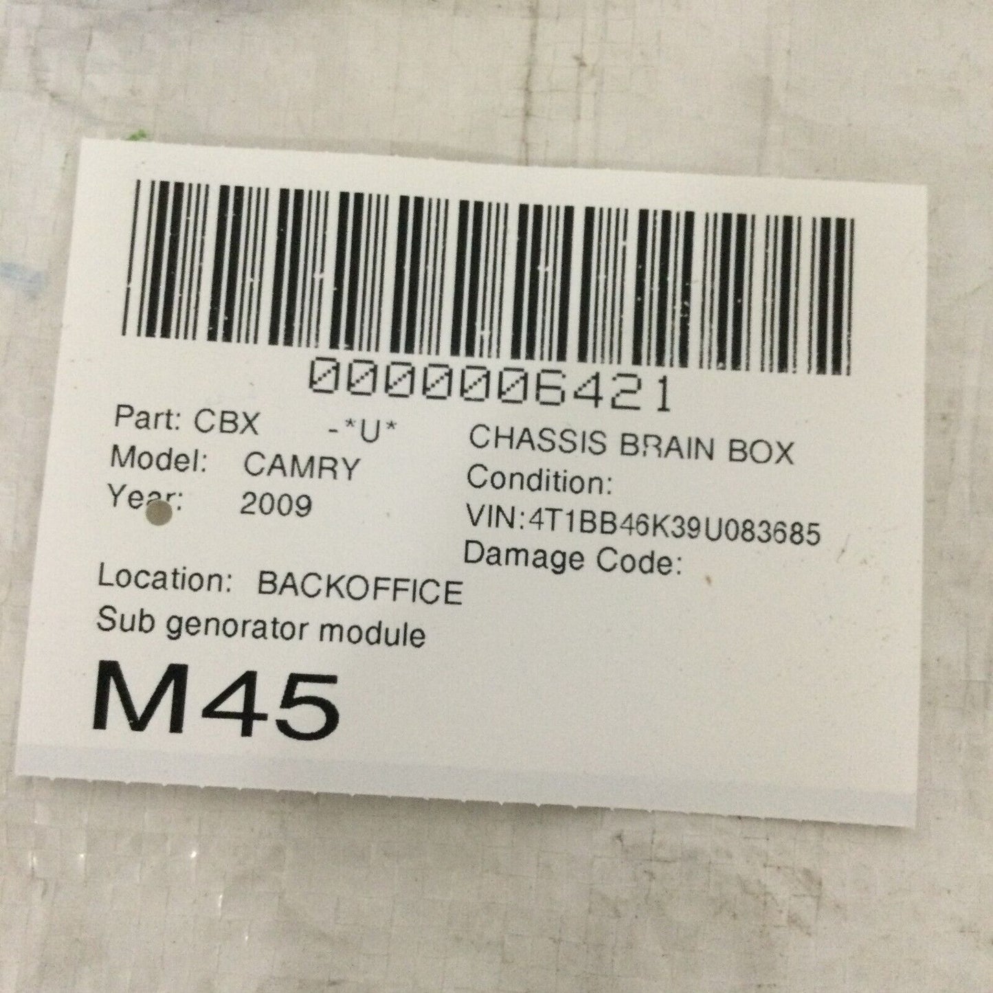 2007-2009 Toyota Camry Chassis ECM Sub Generator Control Module 88051-22010