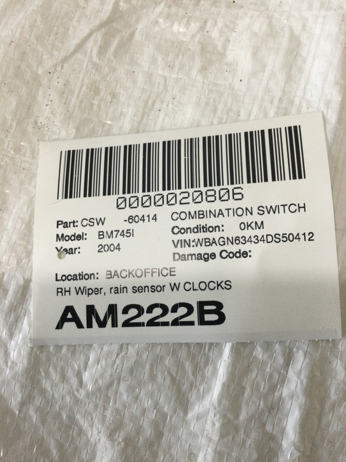 2004 BMW 745I Steering Column Combination Switch W/ Module 6944836