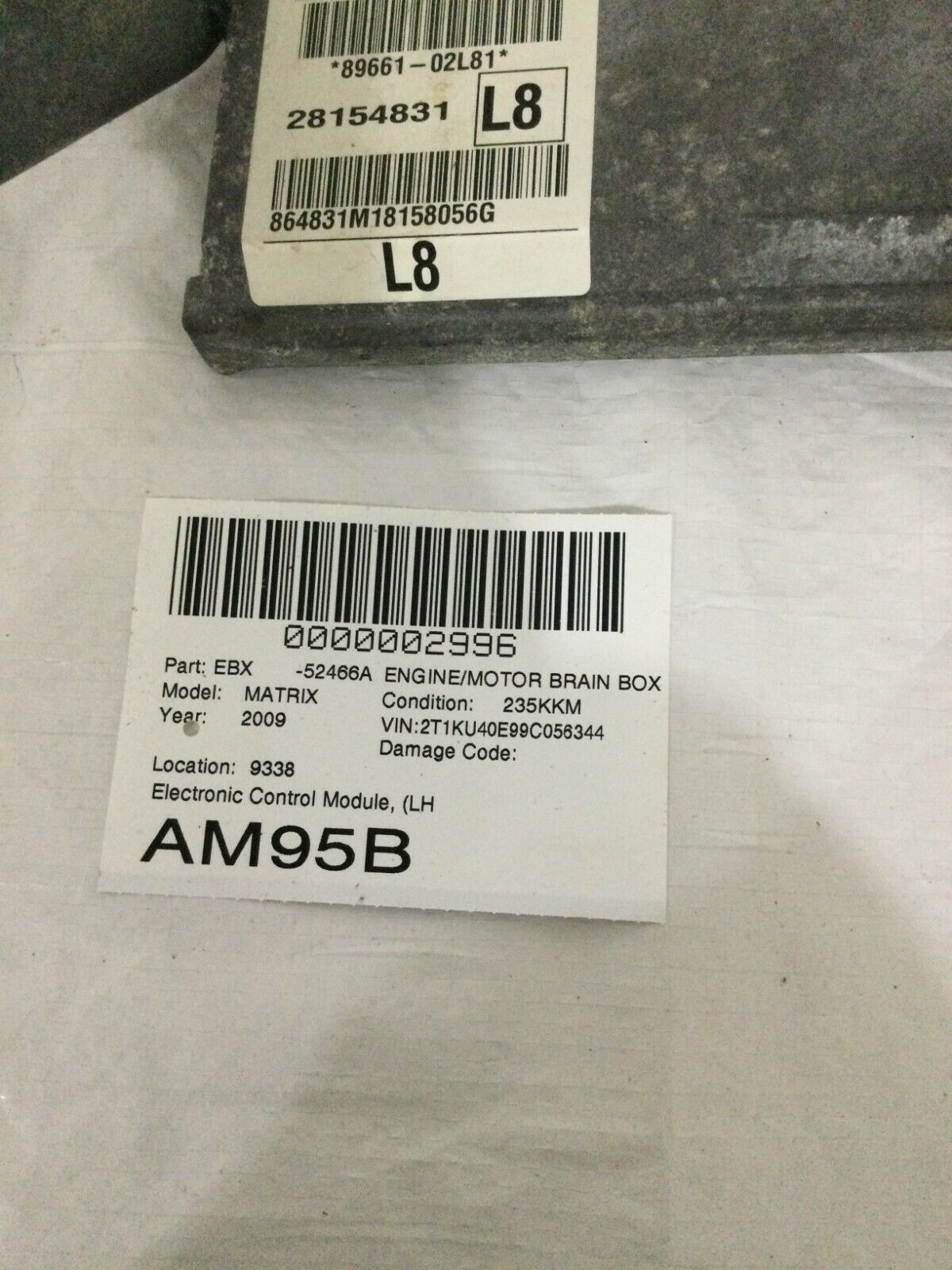 Engine Computer 2009 Toyota Matrix 89661-02L81 1.8L 4SPD ECM