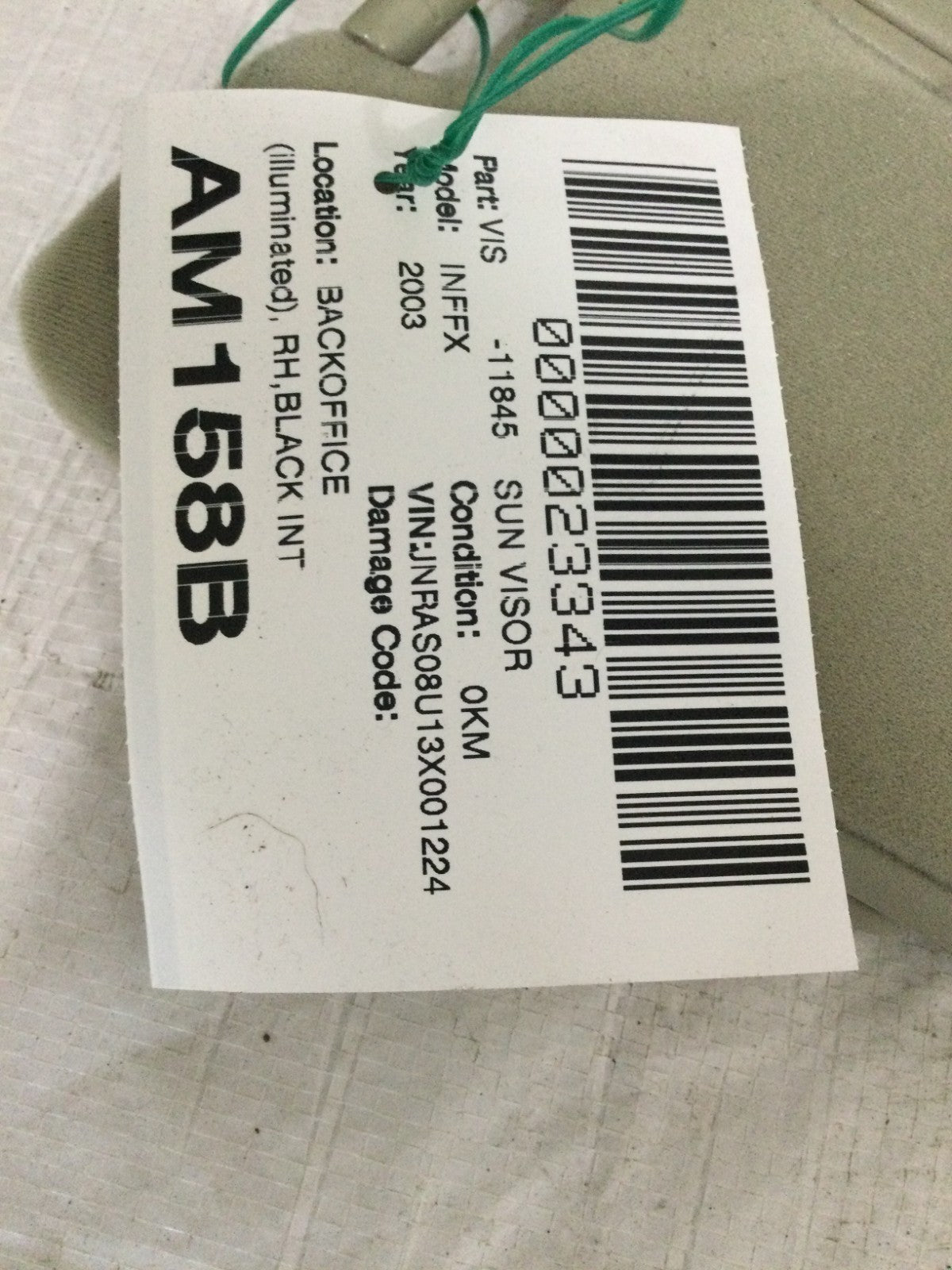 2003 Infiniti FX35 Right Passenger Side Sun Visor OEM