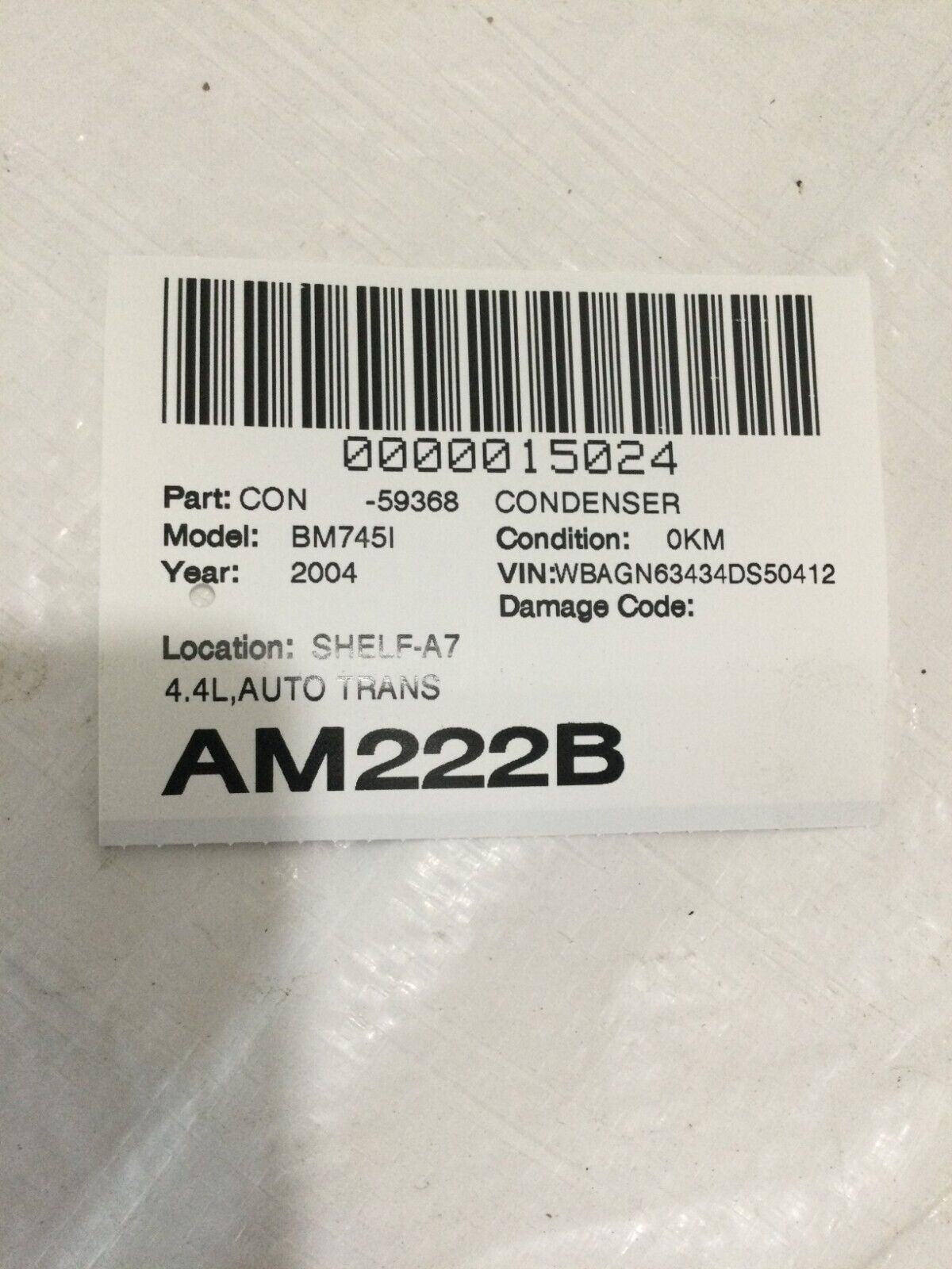 2004-2005 BMW 745LI AC Condenser 8379885 OEM