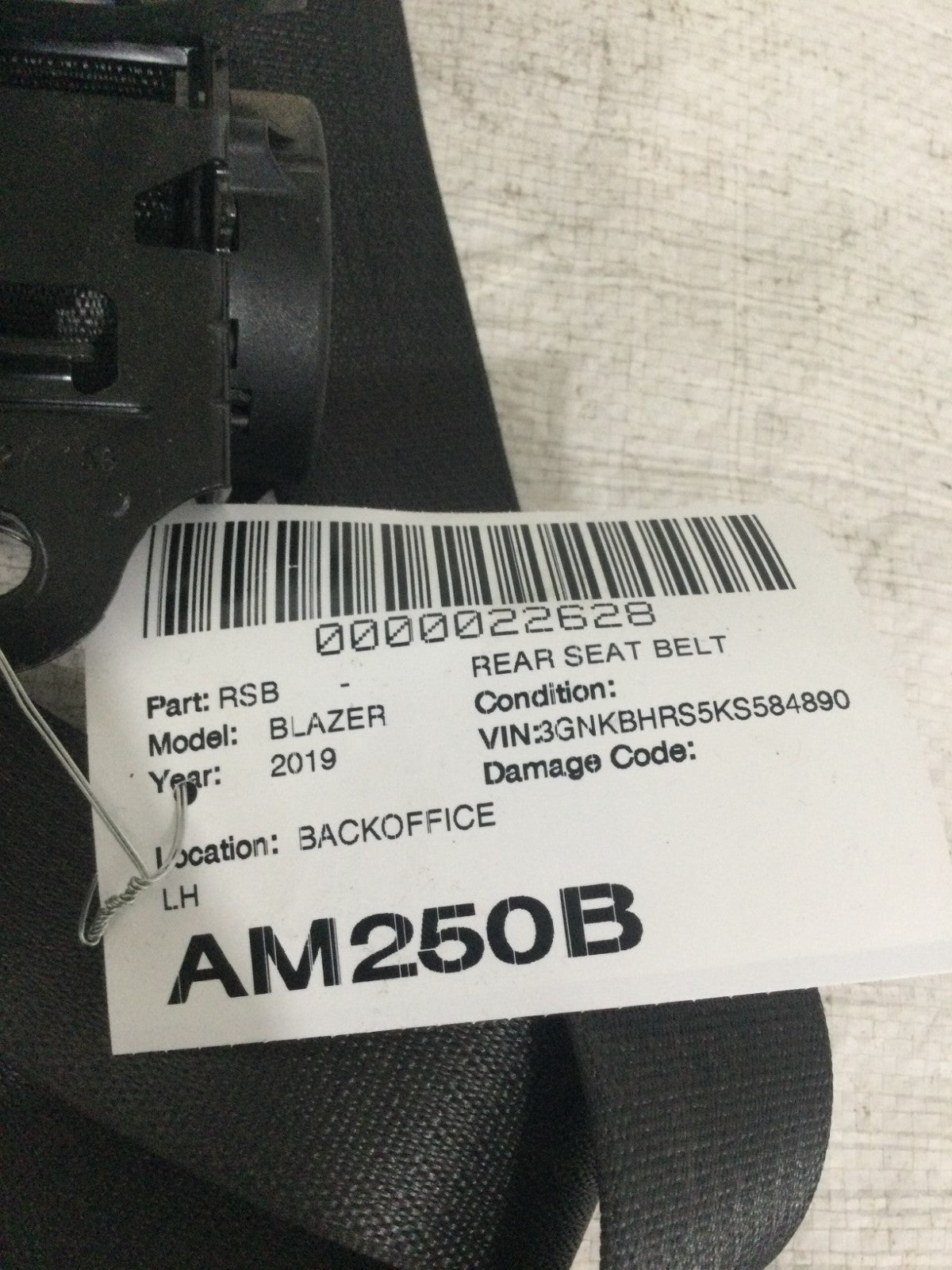 2019 Chevrolet Blazer Rear Left Seat Belt OEM 84623357