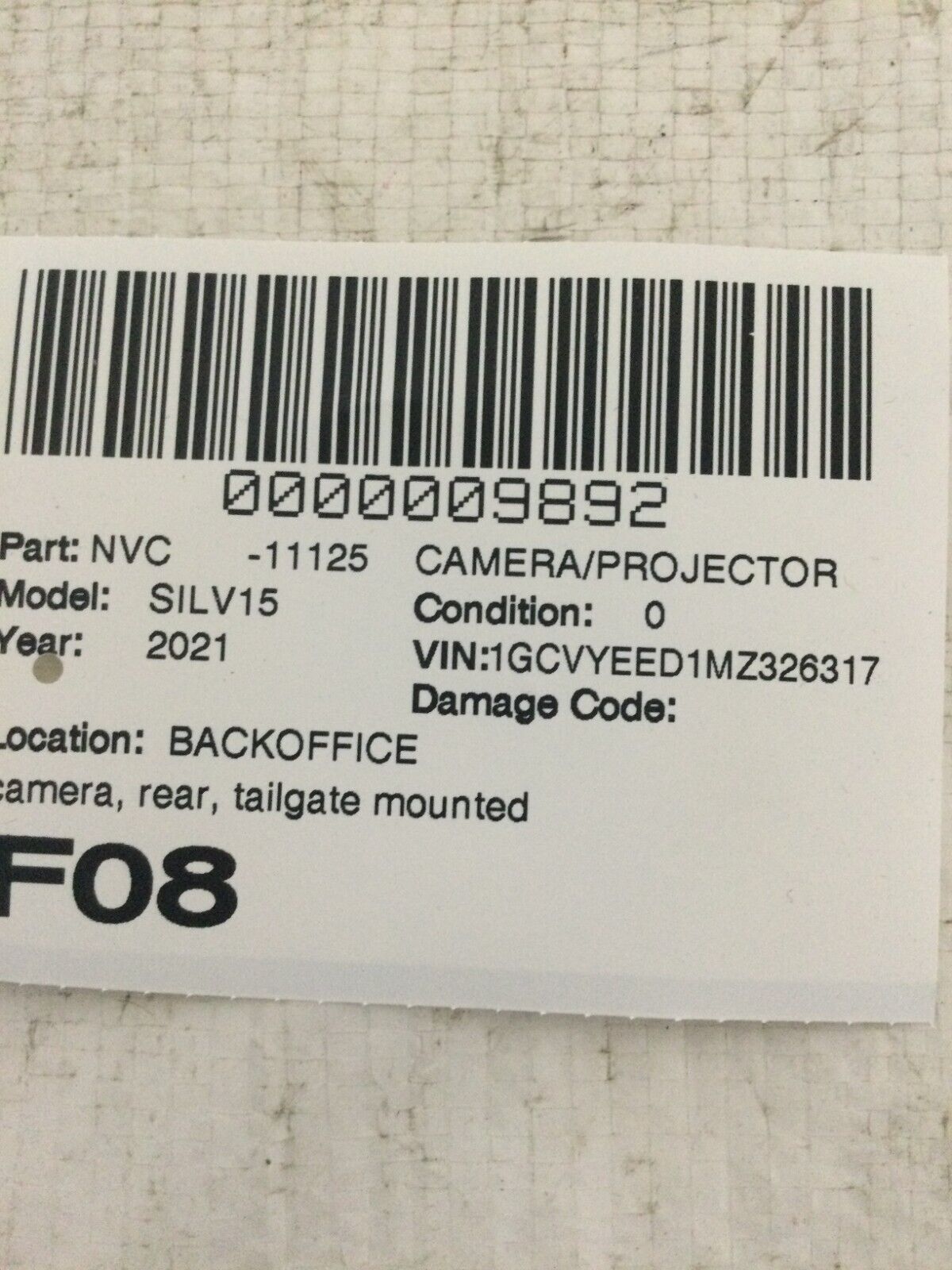 84700977 Tailgate Rear View Camera OEM 2021 Chevrolet Silverado 1500