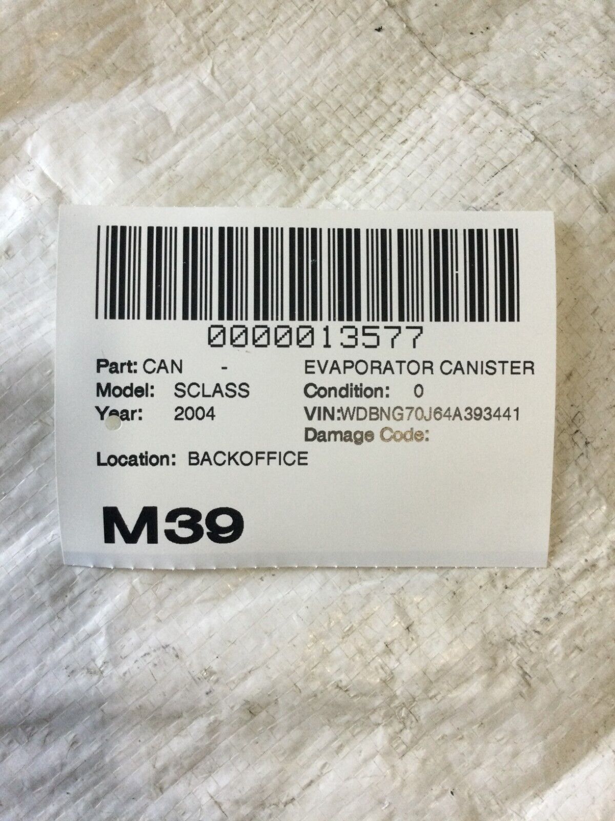 2004 Mercedes-Benz S-Class Fuel Evaporator Canister 2204700559 OEM