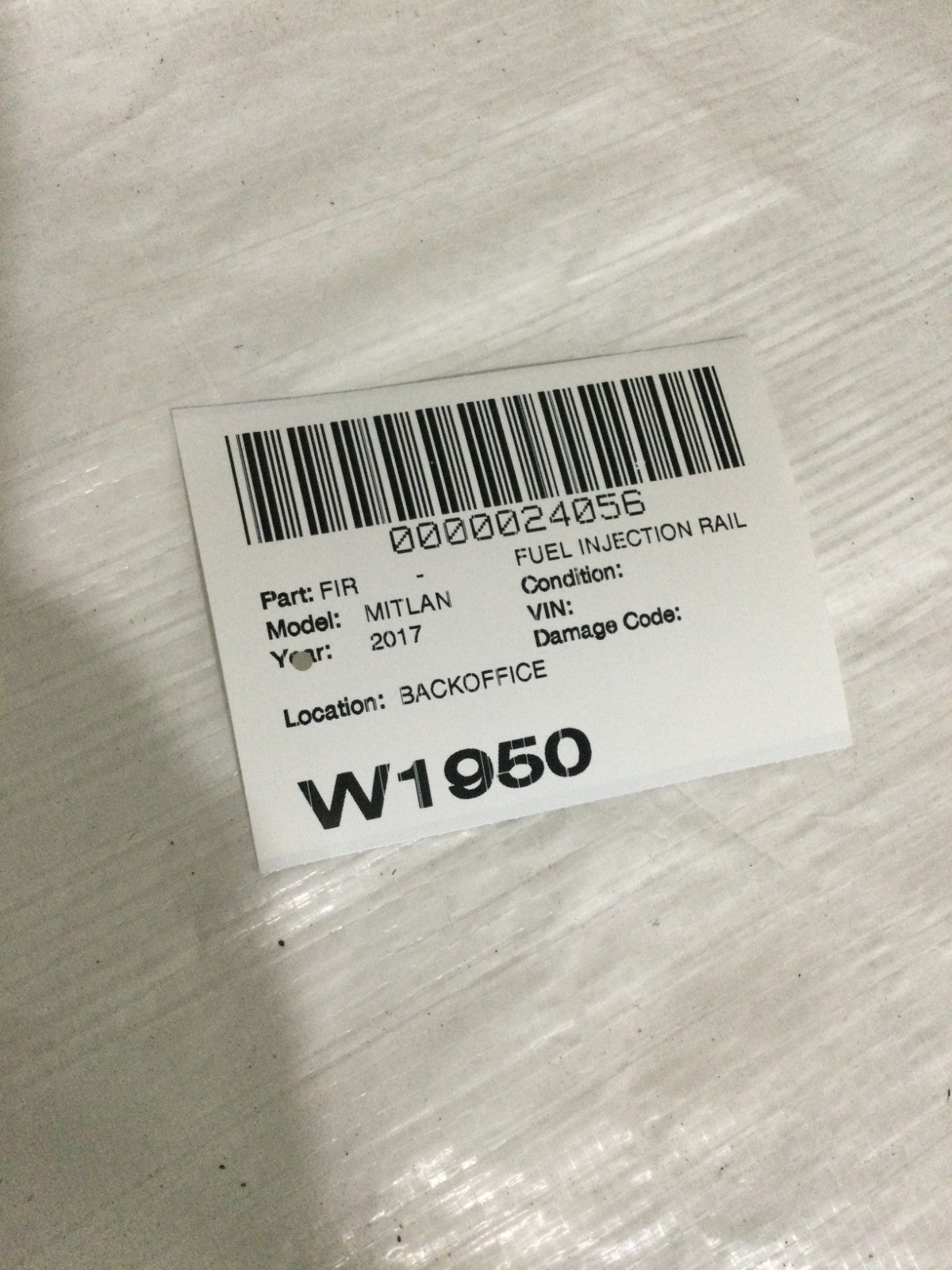 2017 Mitsubishi Lancer Fuel Injection Rail OEM