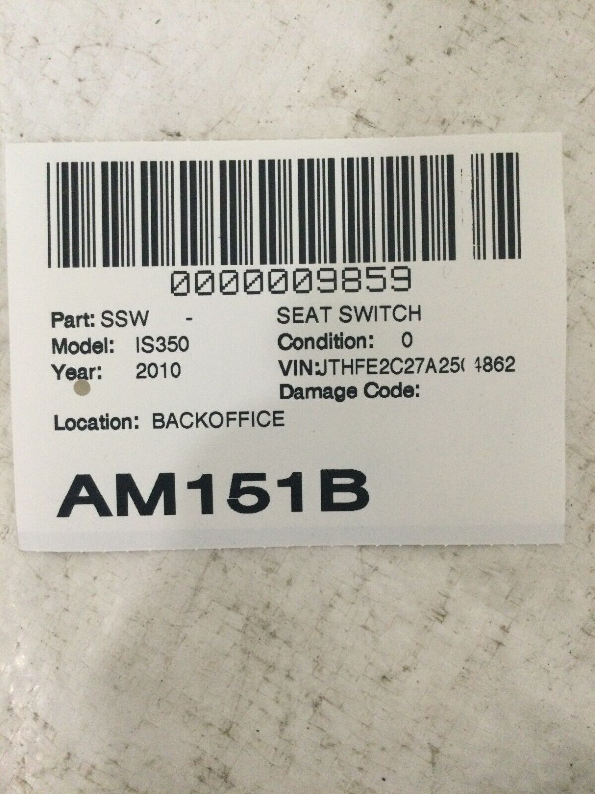 2006-2013 Lexus IS350 Front Left Driver Seat Switch Memory OEM
