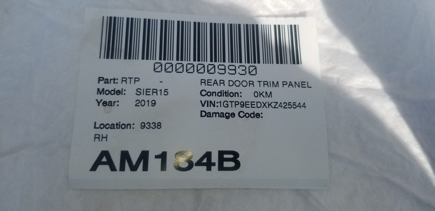 2019 GMC Sierra 1500 Rear Right Door Trim Panel OEM AT4 Crew Cab Pickup