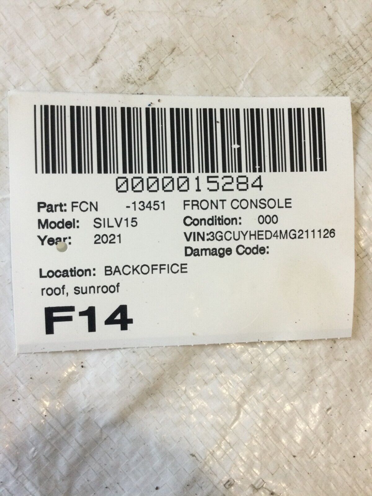 2021 Chevrolet Silverado 1500 High Country Front Overhead Console Dome Light OEM