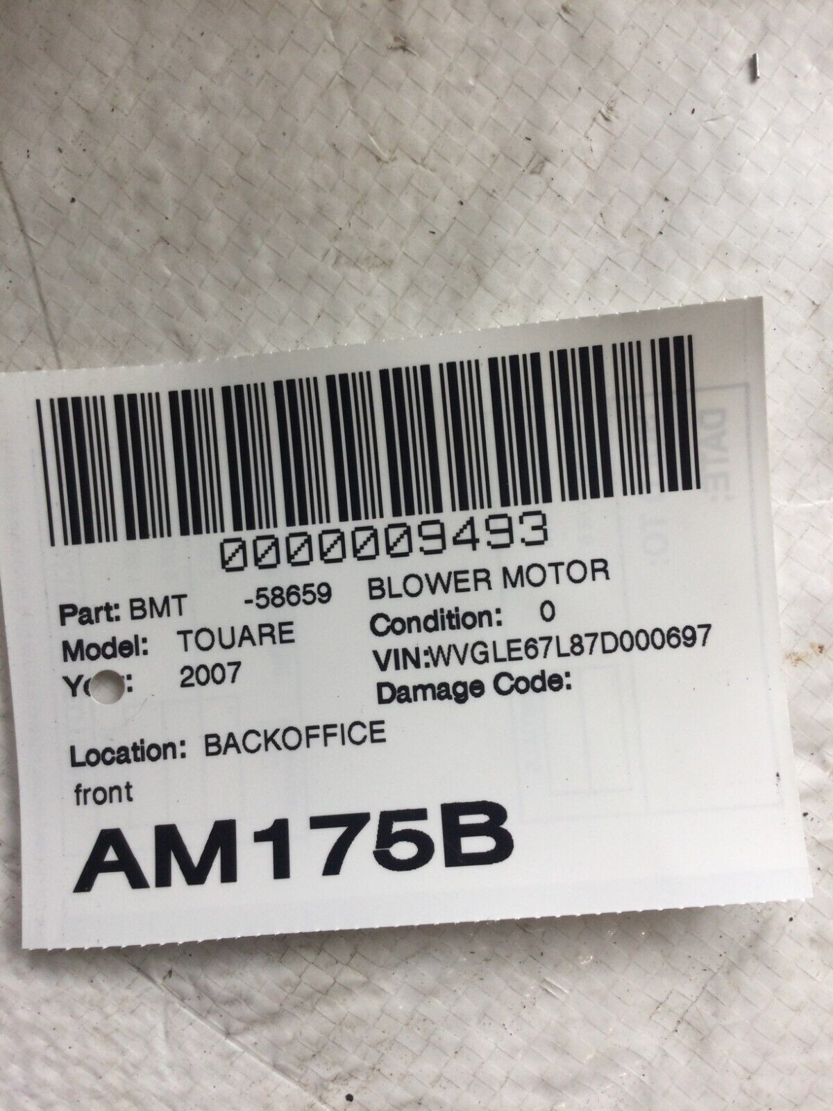 OEM Volkswagen VW Touareg 2007 A/C Heater Blower Motor Front 7L0820021L