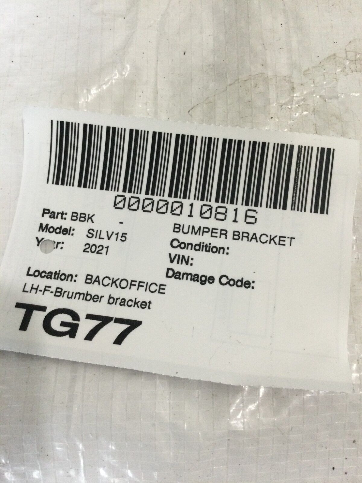 2019-2022 Chevrolet Silverado 1500 Left Front Bumper Bracket OEM 84476947