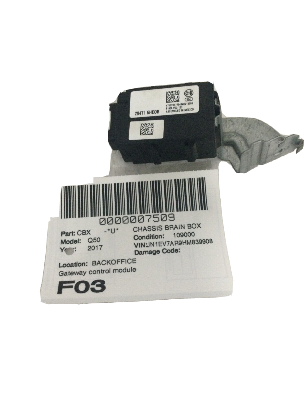 2017 Infiniti Q50 Gateway Control Module OEM 284T16HE0B