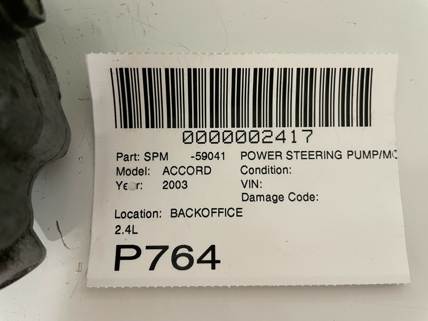2003-2005 Honda Accord Power Steering Pump 2.4L OEM