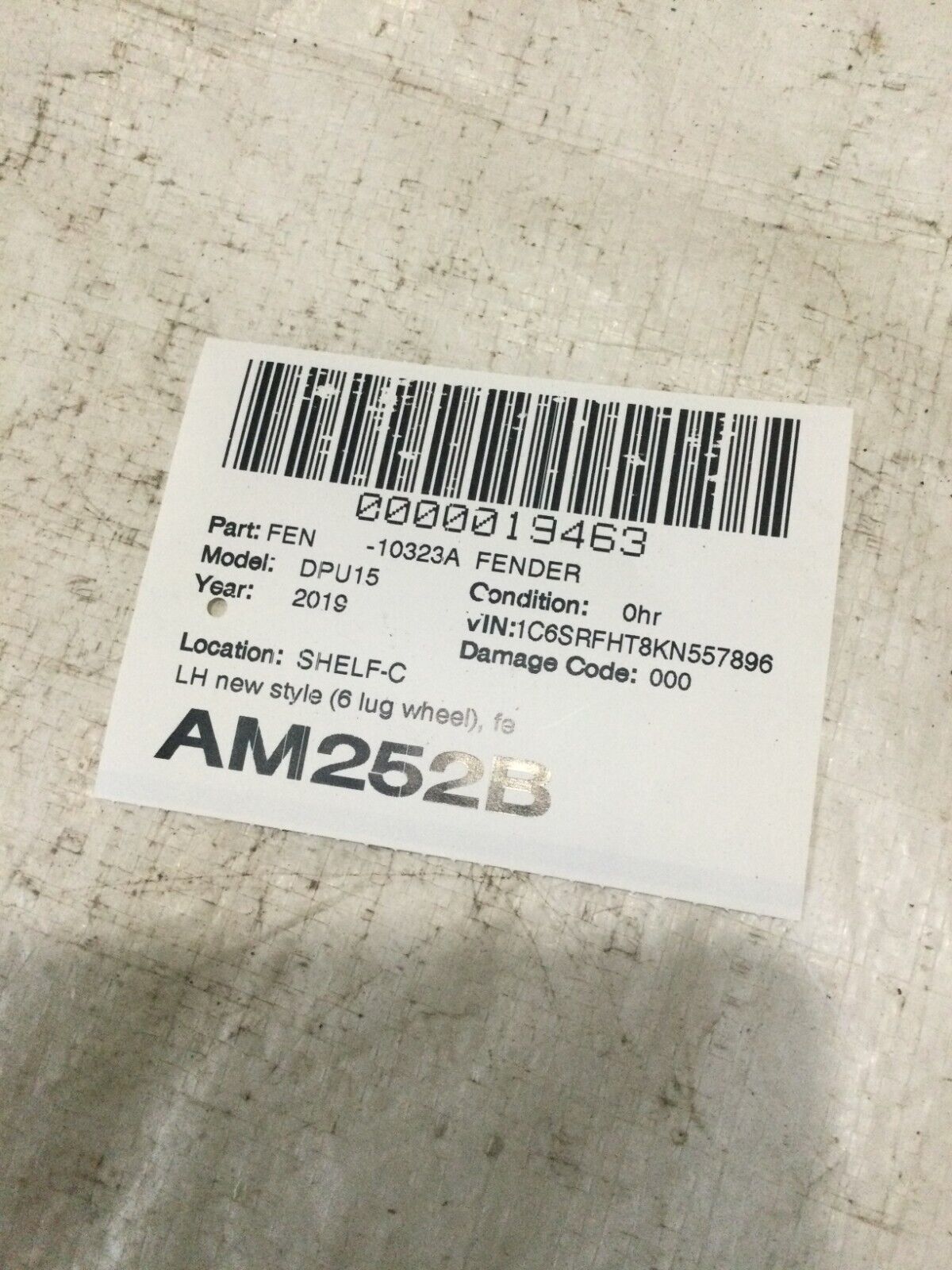 2019-2022 Dodge Ram 1500 Front Left Driver Side LH Fender Panel OEM