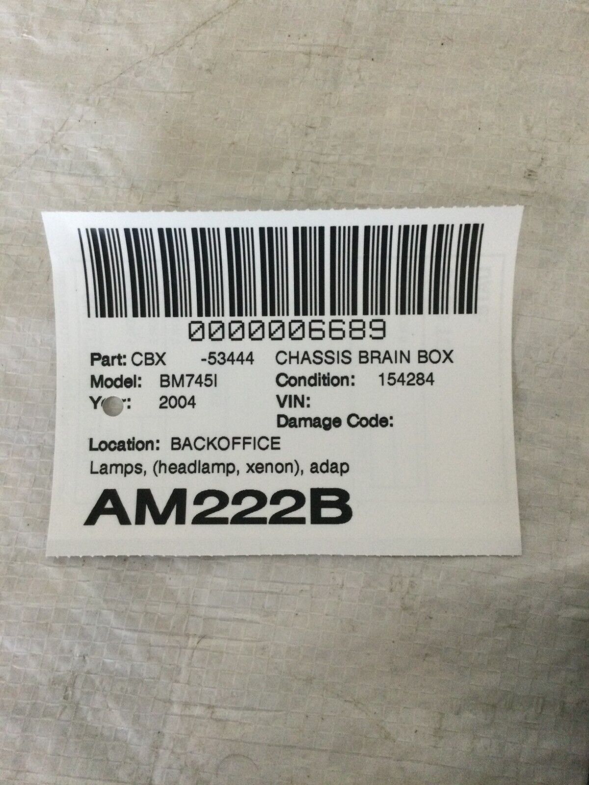 2004 BMW 745i E65/E66 Adaptive Headlight Control Module 6934122 OEM