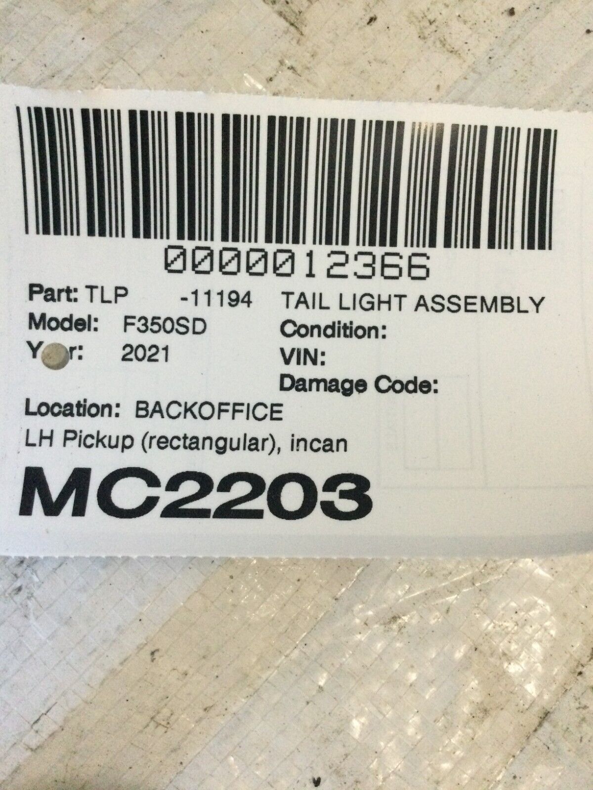 2020-2023 Ford F250 F350 Driver Side LH Taillight OEM LC3B-13B505-AD