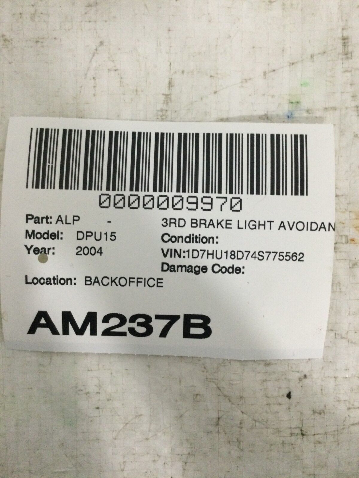 02-08 Dodge 1500 Pickup OEM Third Brake High Mounted Stop Light Lamp  03 04 05
