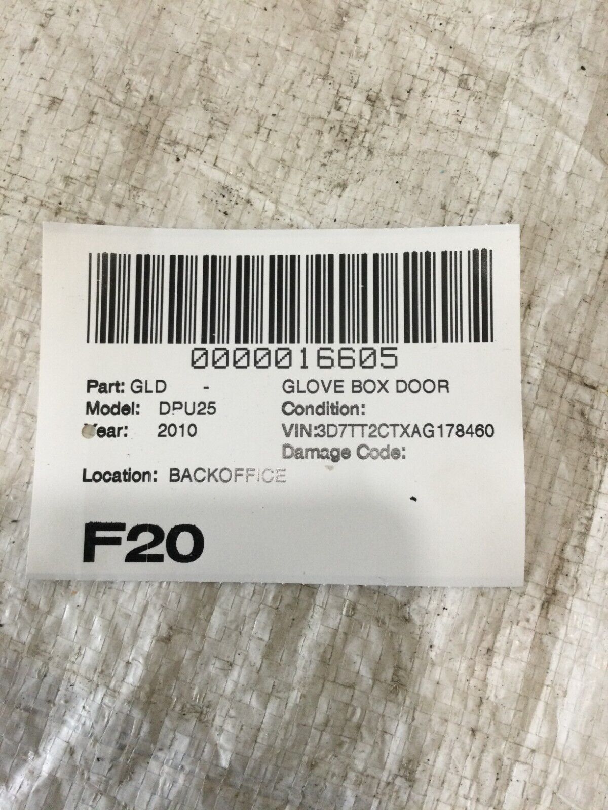 Upper Glove Box Door Only 2010-2012 Ram 1500 2500 3500 OEM