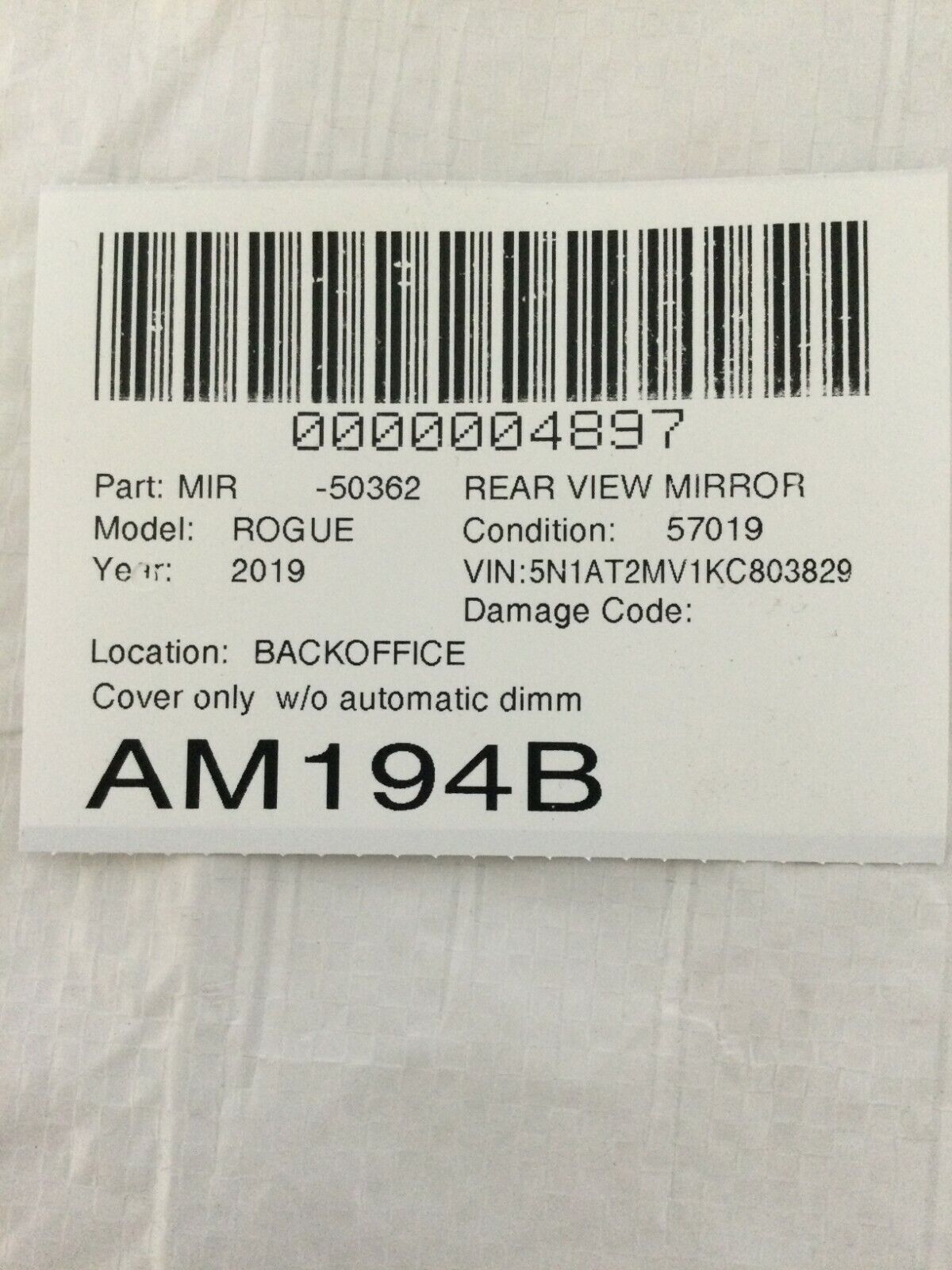 2020 Nissan Rogue Cover Lane Departure Camera Cover OEM 284L8 7FL1A