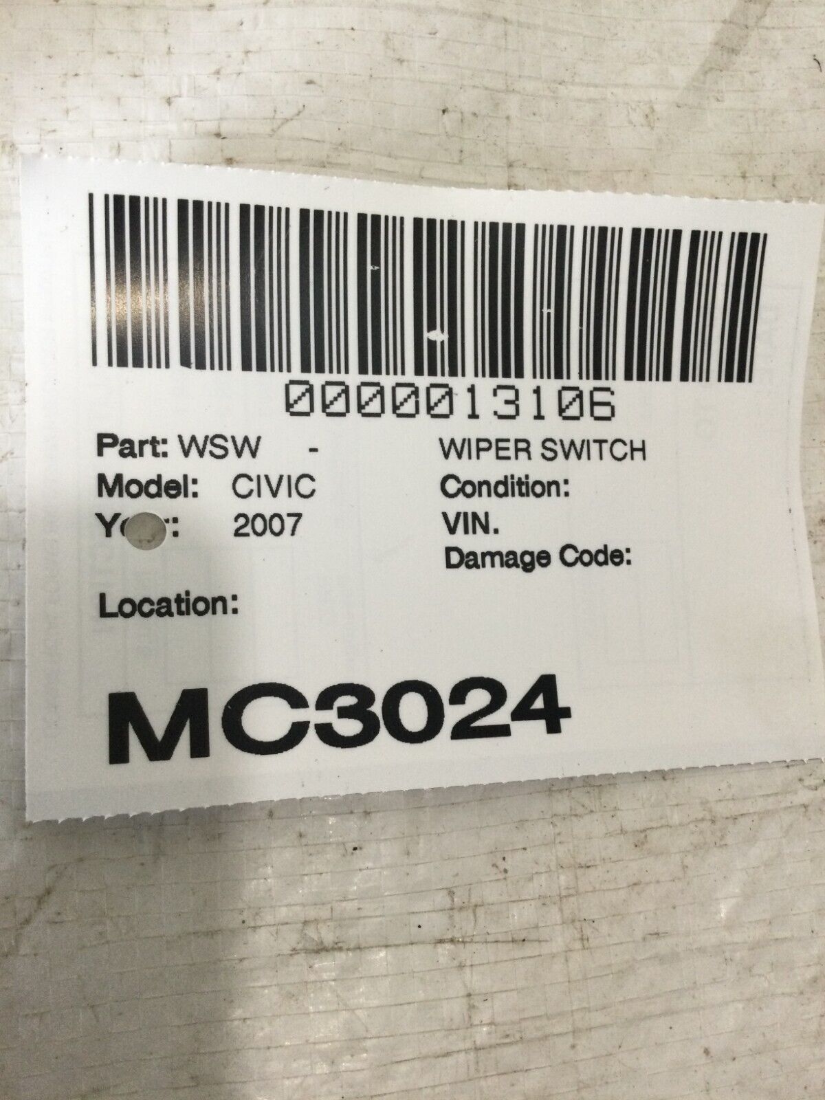 2007 Honda Civic Wiper Switch OEM