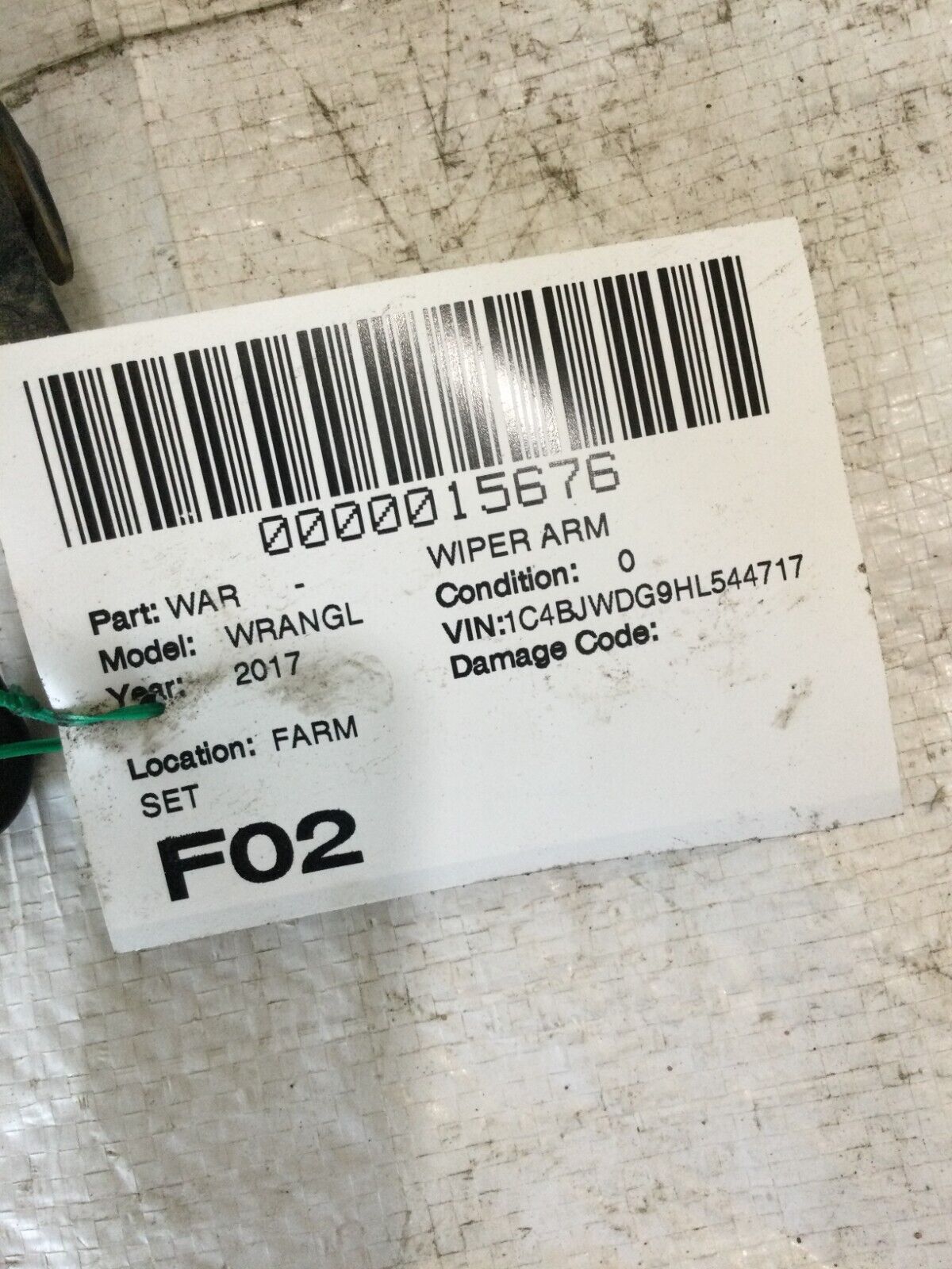 2017 Jeep Wrangler Front Wiper Arm Set OEM