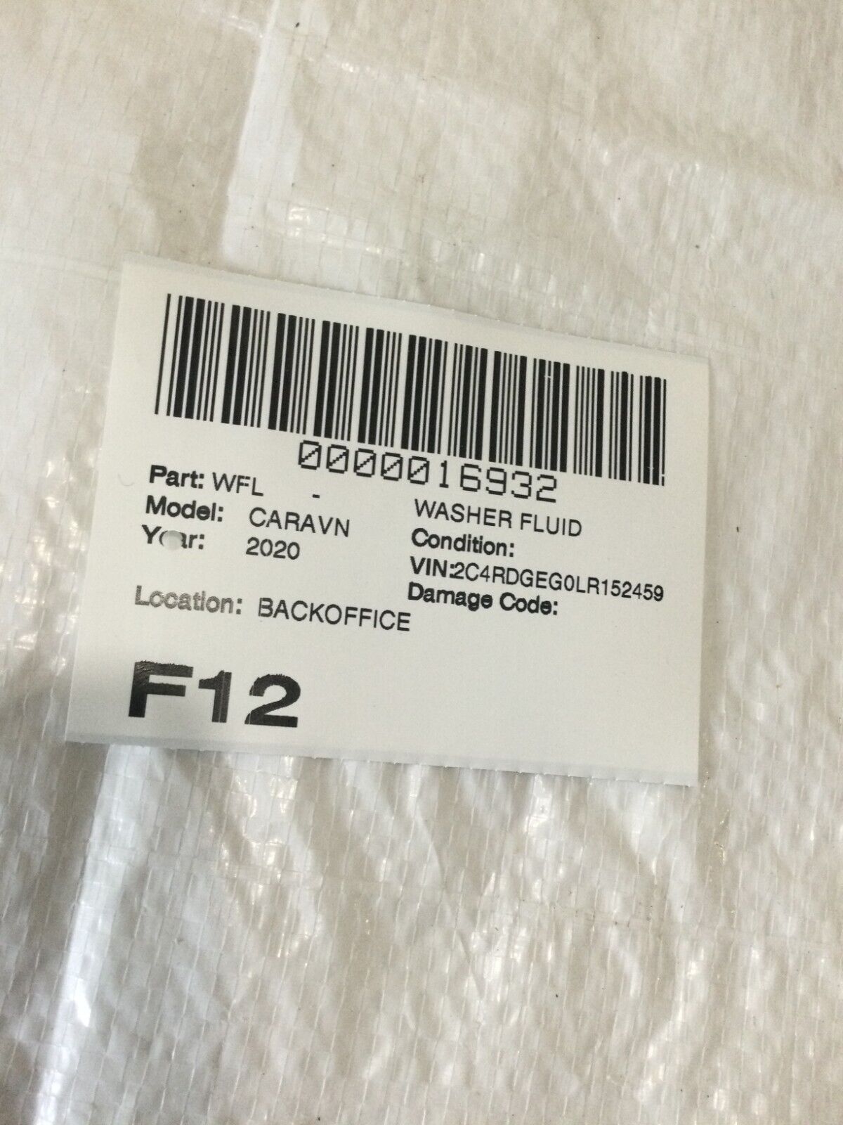 2020 Dodge Grand Caravan Windshield Washer Fluid Reservoir Tank 05113650AD OEM