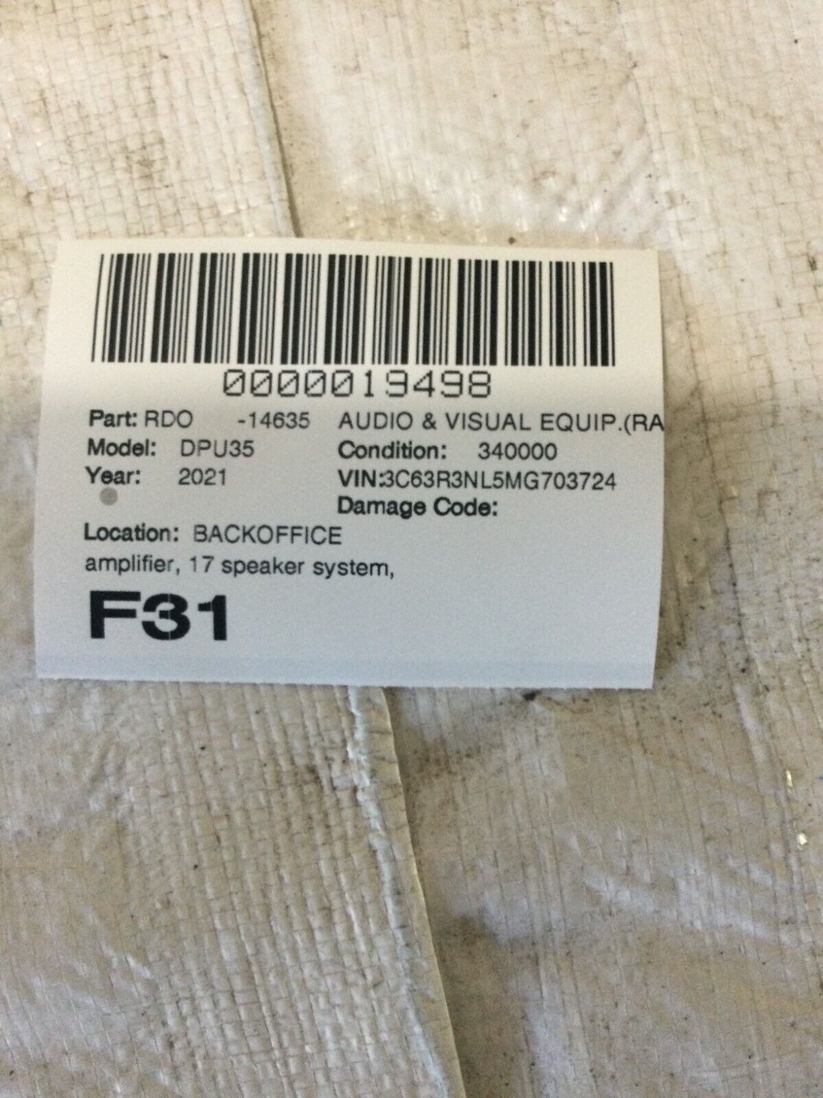 2021 RAM 3500 Amplifier control module 68547714AB OEM