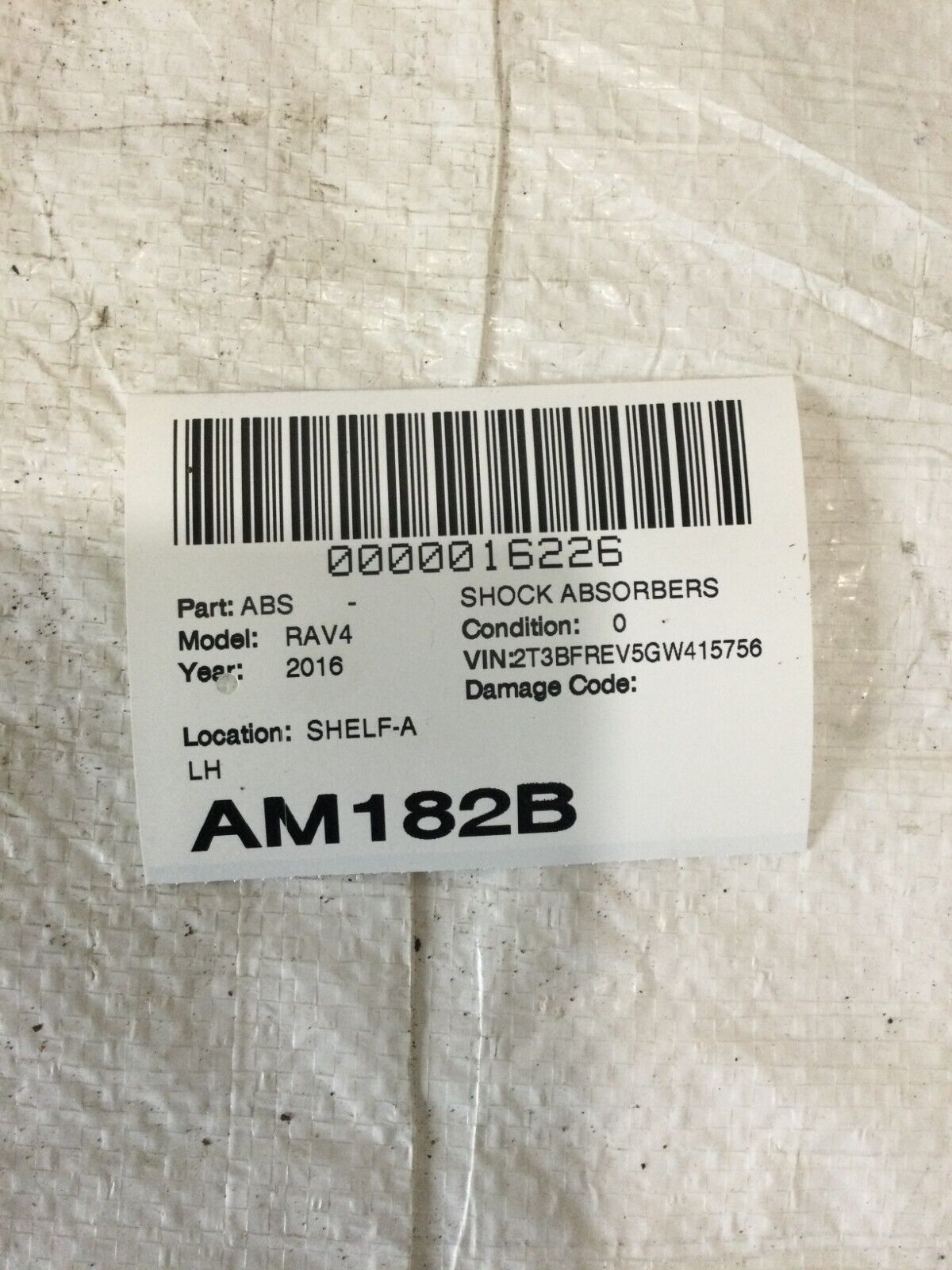2016-2018 Toyota Rav4 Rear Left Driver Side Shock Absorber OEM