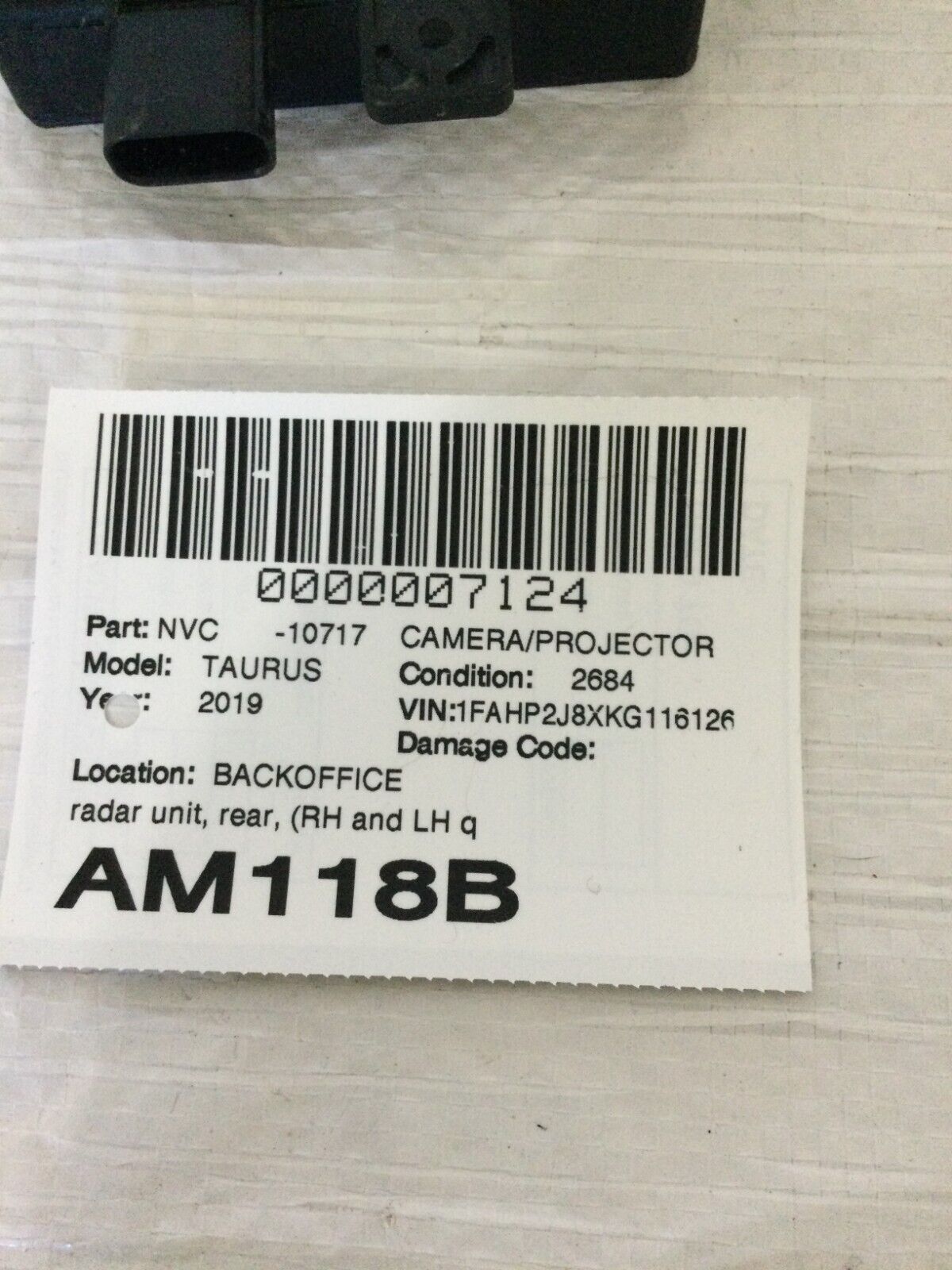 2017-2019 Ford Taurus Right Rear Blind Spot Sensor Module OEM DG1T-14C689-EA