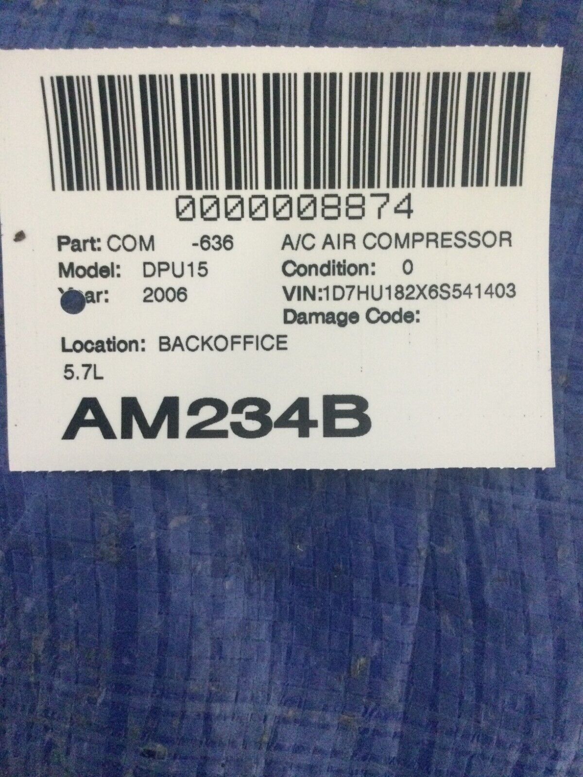 2003-2008 Dodge Ram 1500 2500 3500 5.7L A/C Compressor OEM