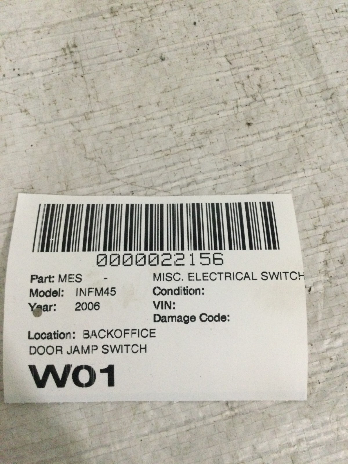 2006 Infiniti M45 Door Jamb Ajar Sensor X4 OEM