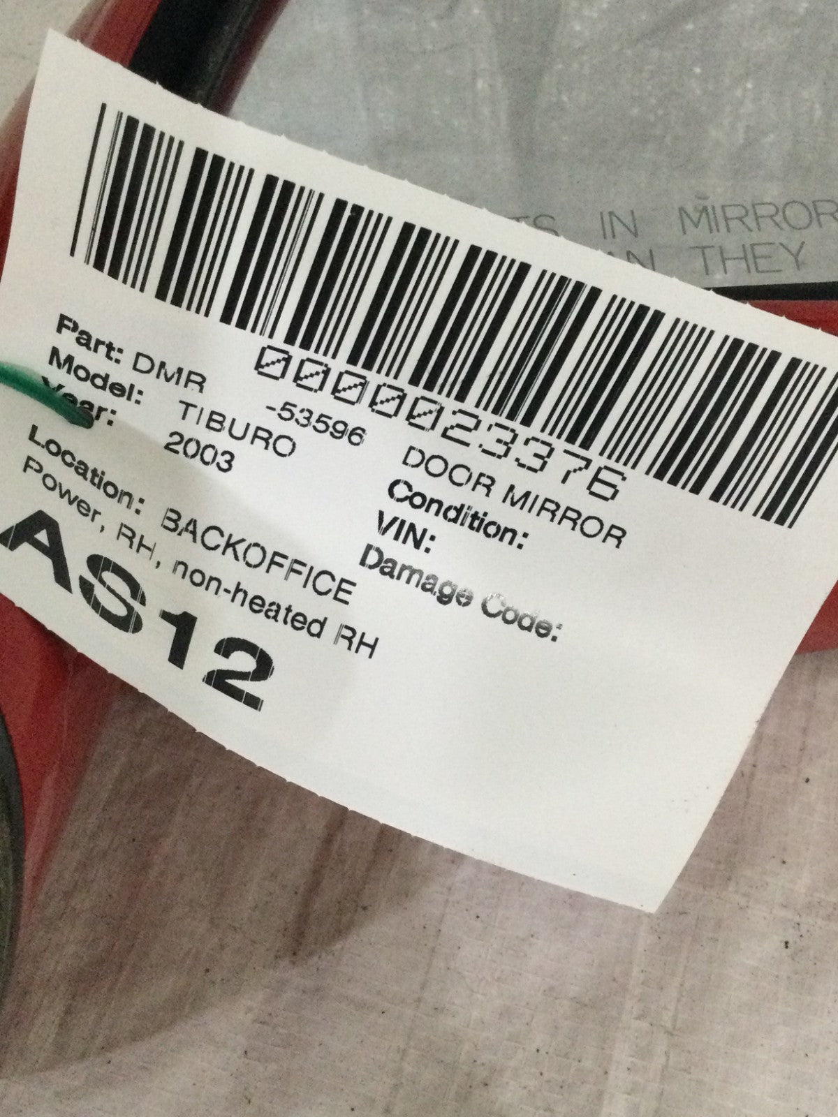 2003 Hyundai Tiburon Right Passenger Side Door Mirror OEM