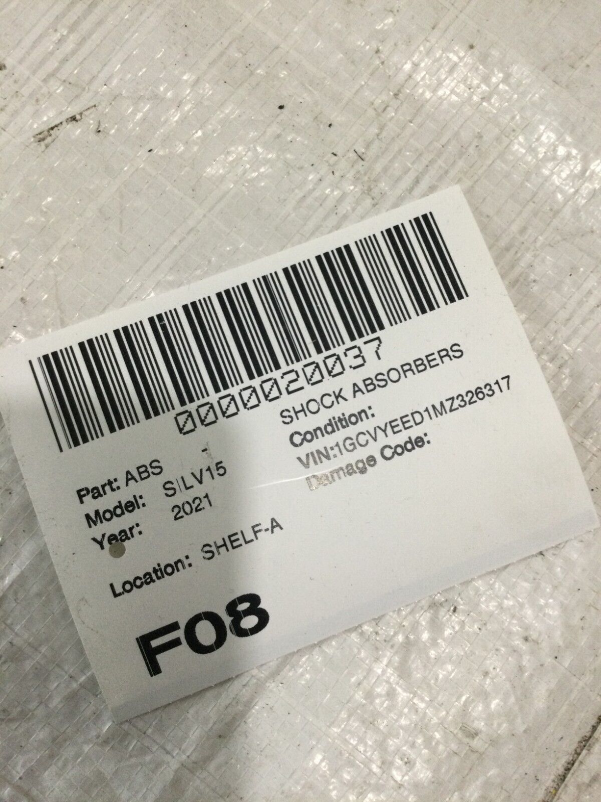 2021 Chevrolet Silverado 1500 Rear Left Shock Absorber OEM