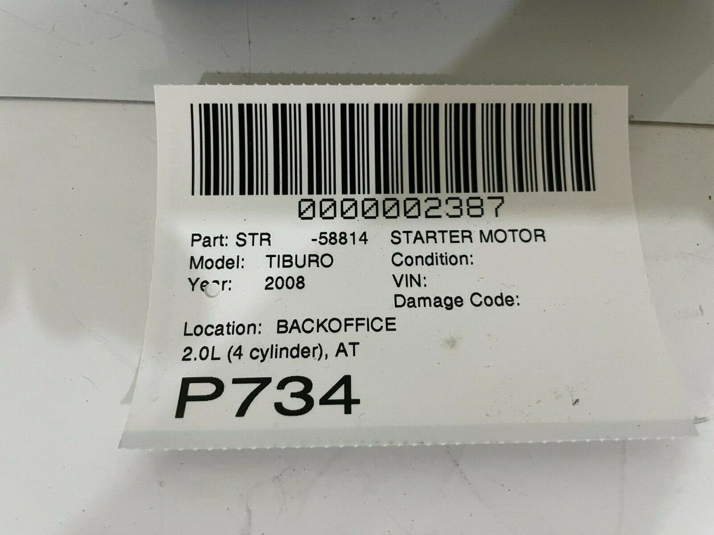 Hyundai Tiburon 2005-2008 Engine Starter Motor 36100-37210 OEM 2.0L